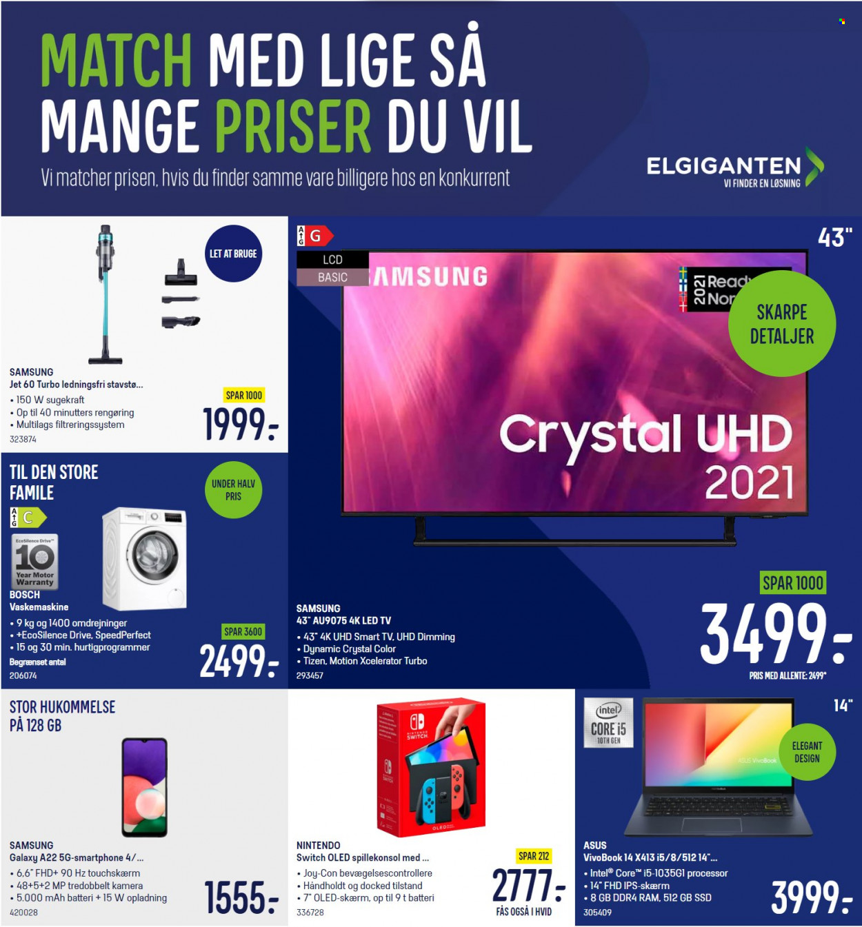 thumbnail - Elgiganten tilbud  - 23.5.2022 - 29.5.2022 - tilbudsprodukter - Bosch, LED TV, Smart TV, vaskemaskiner, Samsung Galaxy, Asus, Nintendo. Side 1.
