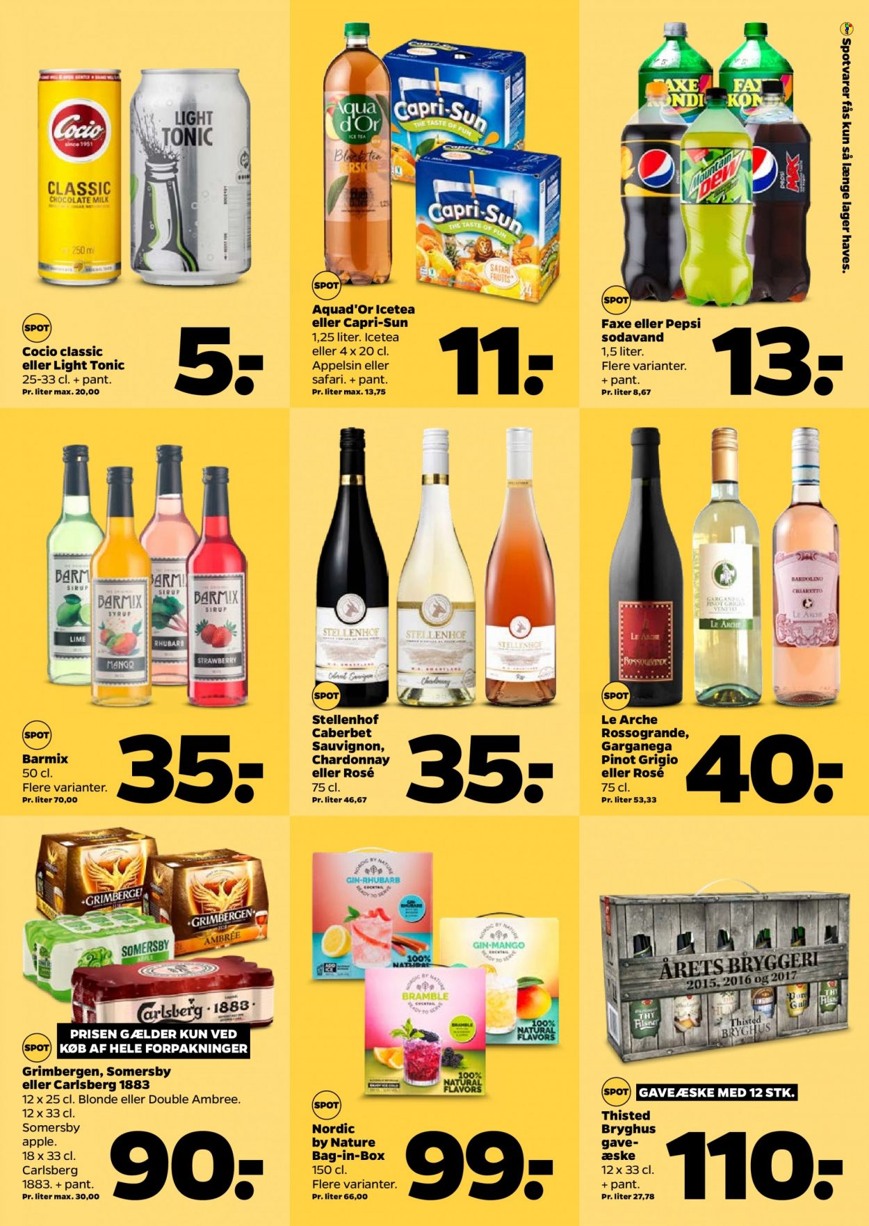 thumbnail - Netto tilbud  - 28.5.2022 - 3.6.2022 - tilbudsprodukter - appelsin, Carlsberg, øl, Grimbergen, Cocio, Capri Sun, Pepsi, sodavand, tonic, Chardonnay, vin. Side 25.