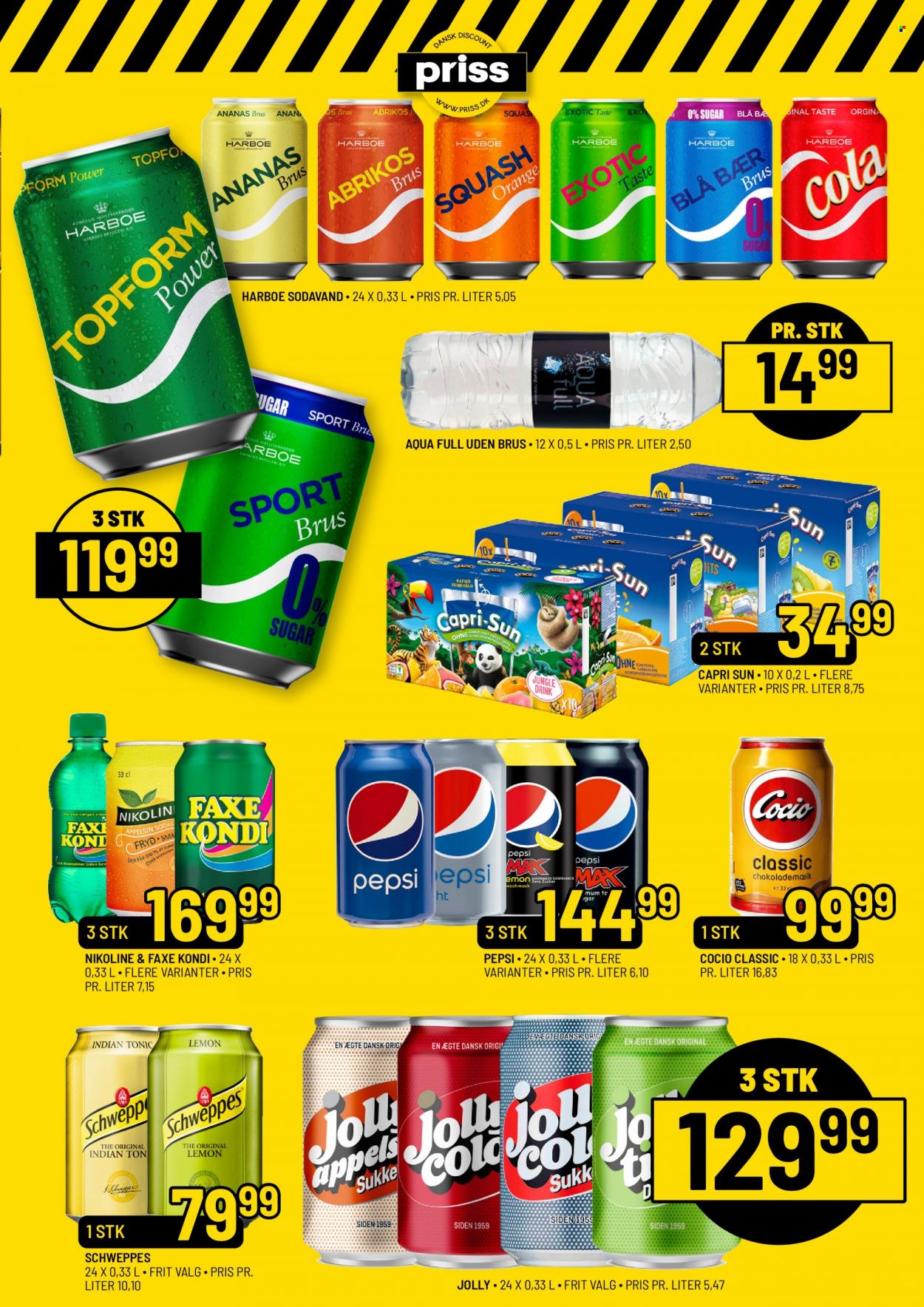 thumbnail - Priss tilbud  - 1.6.2022 - 28.6.2022 - tilbudsprodukter - ananas, Squash, øl, Cocio, Capri Sun, Coca-Cola, Pepsi, Schweppes, sodavand, Faxe Kondi, tonic. Side 15.