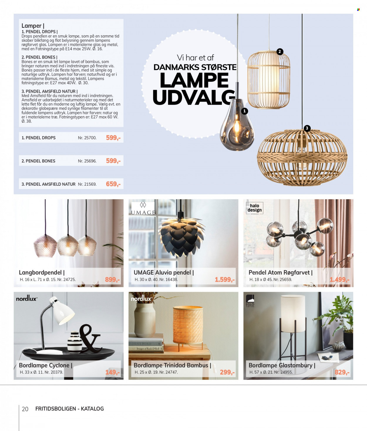 thumbnail - Daells Bolighus tilbud  - tilbudsprodukter - pendel, bordlampe, lampe. Side 20.