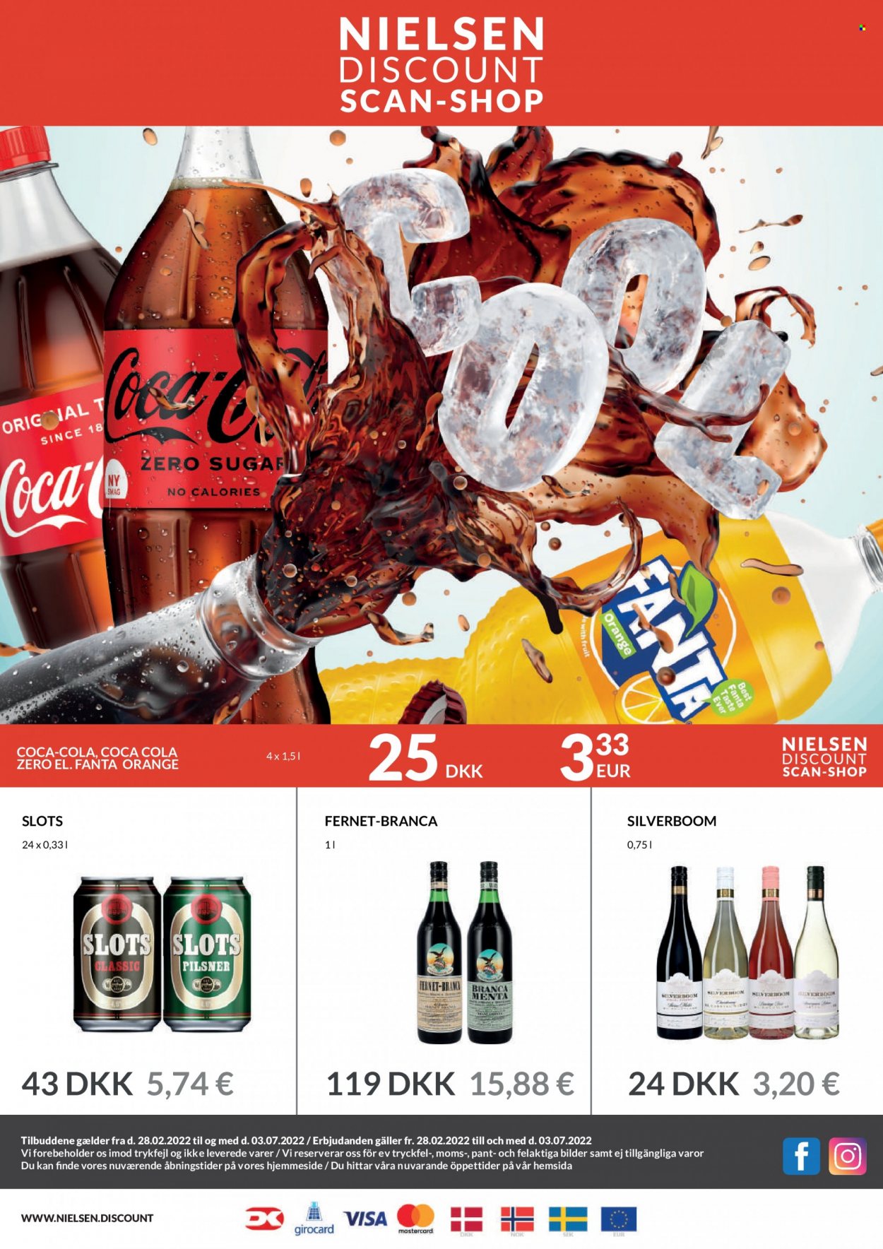 thumbnail - Nielsen Discount tilbud  - tilbudsprodukter - øl, Coca-Cola, Fanta, Fernet. Side 1.