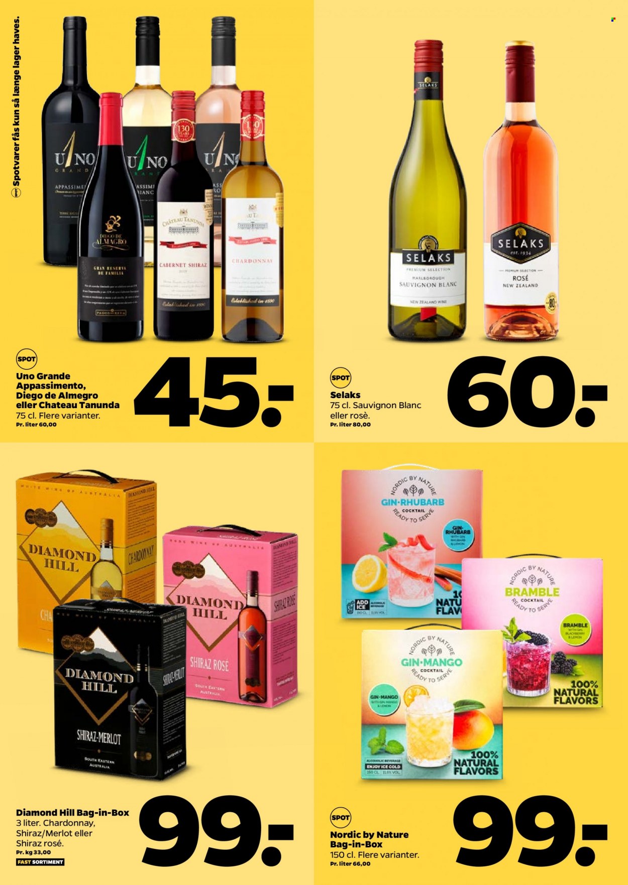 thumbnail - Netto tilbud  - 25.6.2022 - 1.7.2022 - tilbudsprodukter - Chardonnay, Merlot, Sauvignon Blanc, vin, Shiraz, gin. Side 20.
