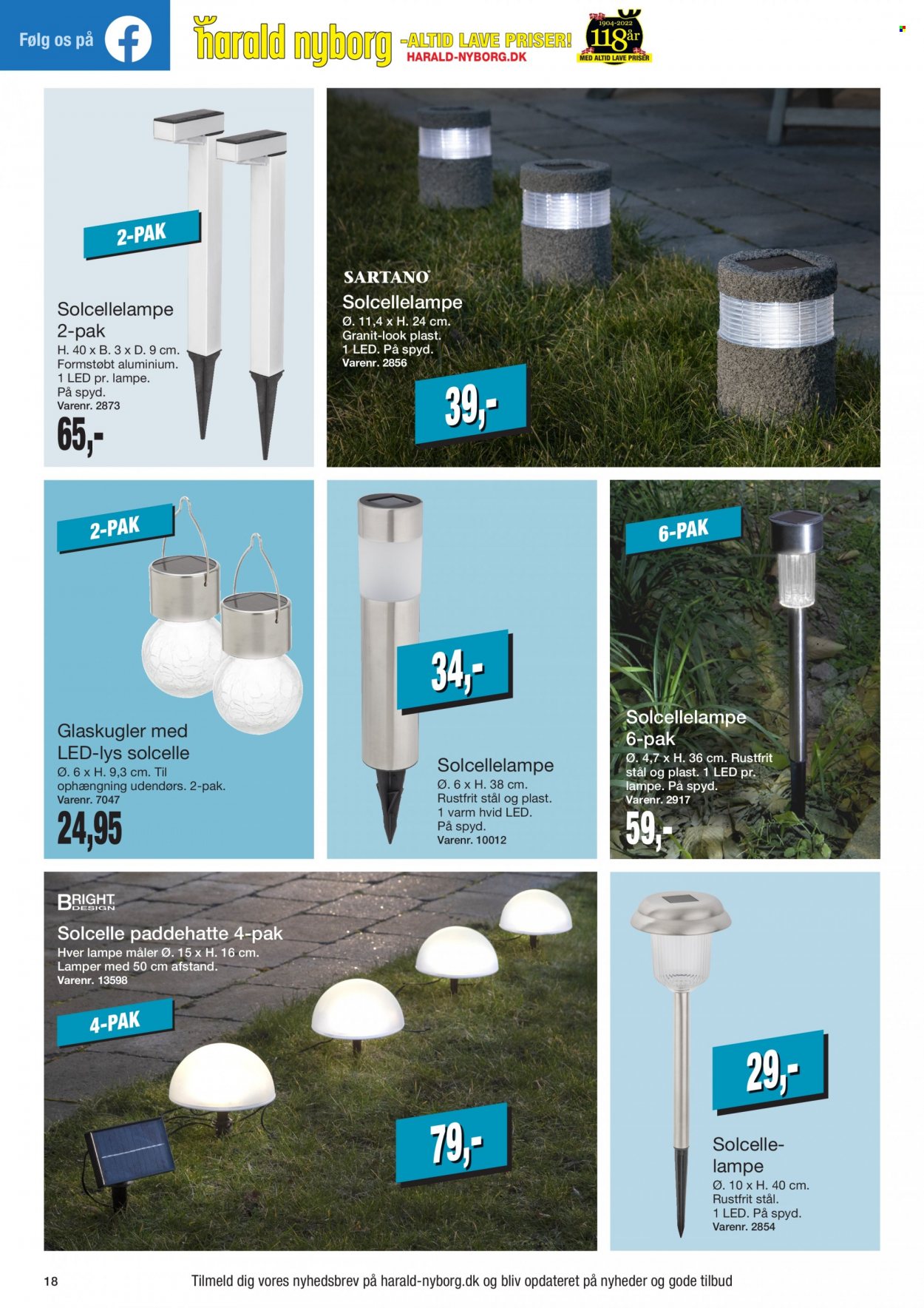 thumbnail - Harald Nyborg tilbud  - 23.6.2022 - 29.6.2022 - tilbudsprodukter - lampe, solcellelampe. Side 18.