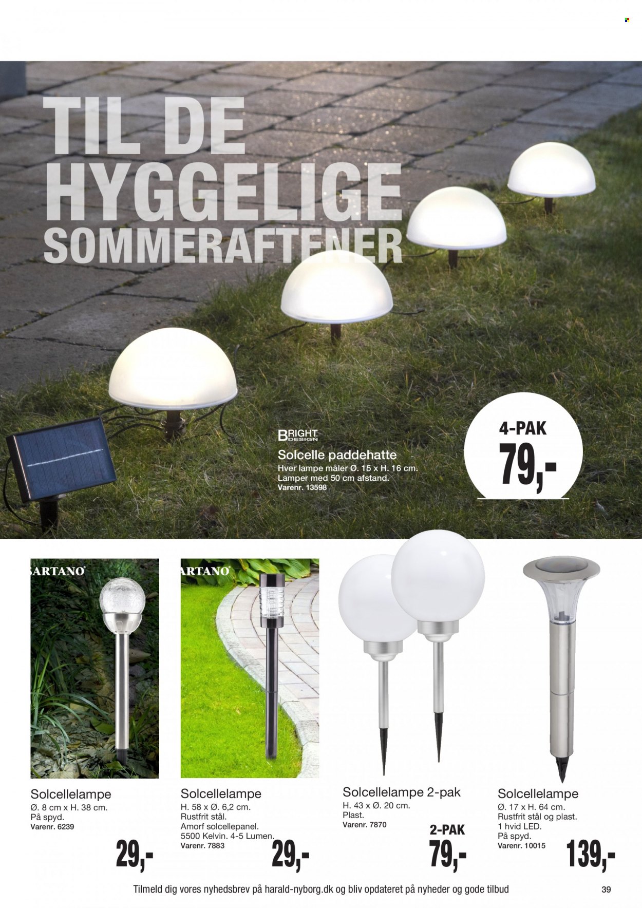 thumbnail - Harald Nyborg tilbud  - 23.6.2022 - 29.6.2022 - tilbudsprodukter - lampe, solcellelampe. Side 39.