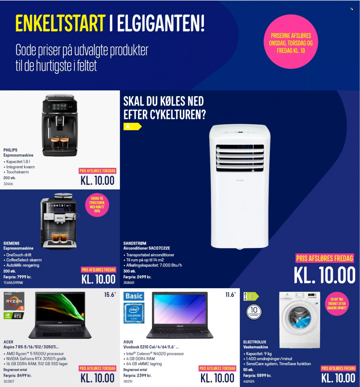thumbnail - Elgiganten tilbud  - 27.6.2022 - 3.7.2022 - tilbudsprodukter - Electrolux, Philips, Siemens, vaskemaskiner, Sandstrøm, Acer, Asus, espressomaskine. Side 3.