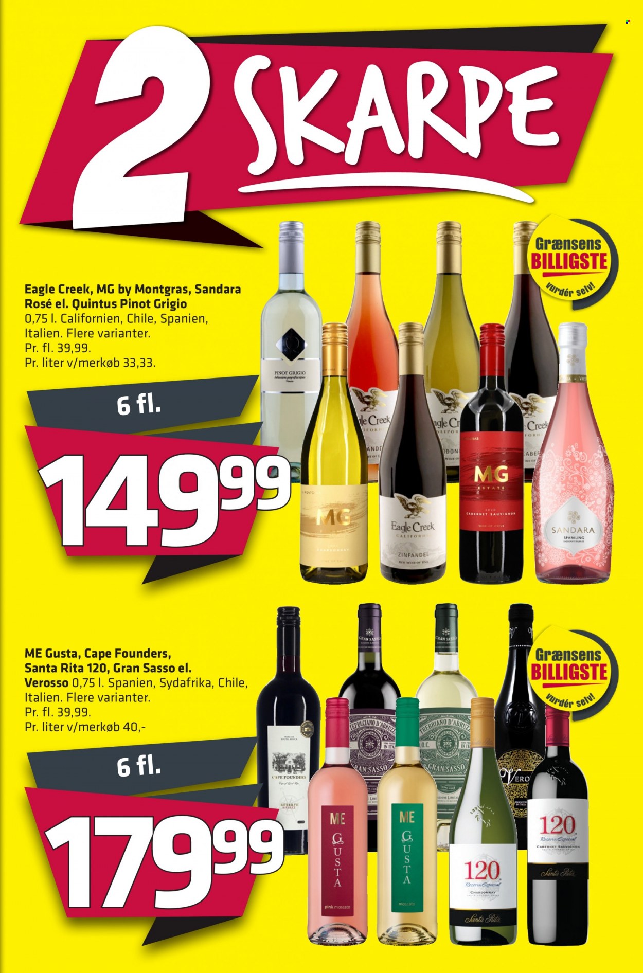 thumbnail - Fleggaard tilbud  - 29.6.2022 - 19.7.2022 - tilbudsprodukter - Cabernet Sauvignon, Chardonnay, vin, Zinfandel, Moscato, Shiraz. Side 35.