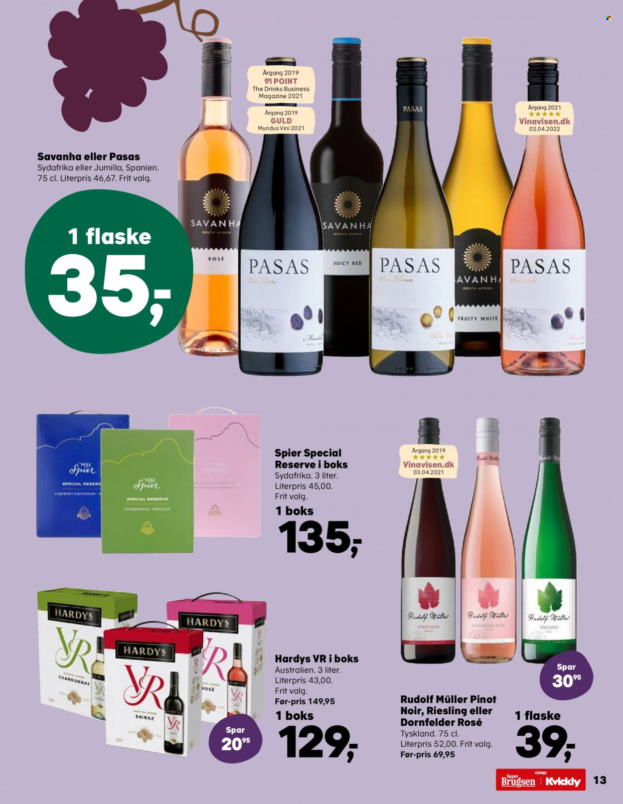 thumbnail - Kvickly tilbud  - 1.7.2022 - 14.7.2022 - tilbudsprodukter - Chardonnay, Pinot Noir, Riesling, vin, Shiraz. Side 15.