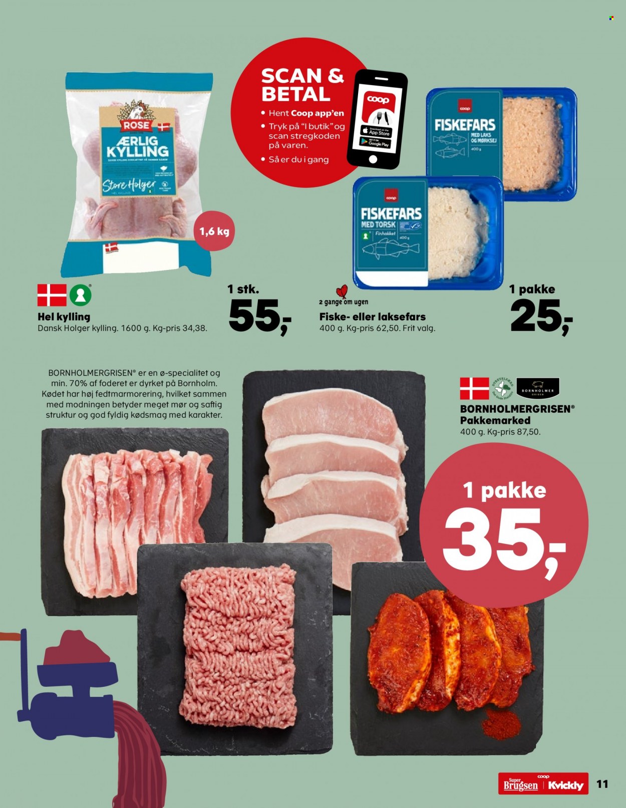 thumbnail - SuperBrugsen tilbud  - 29.7.2022 - 11.8.2022 - tilbudsprodukter - kylling, mørksej, torsk, laks. Side 13.