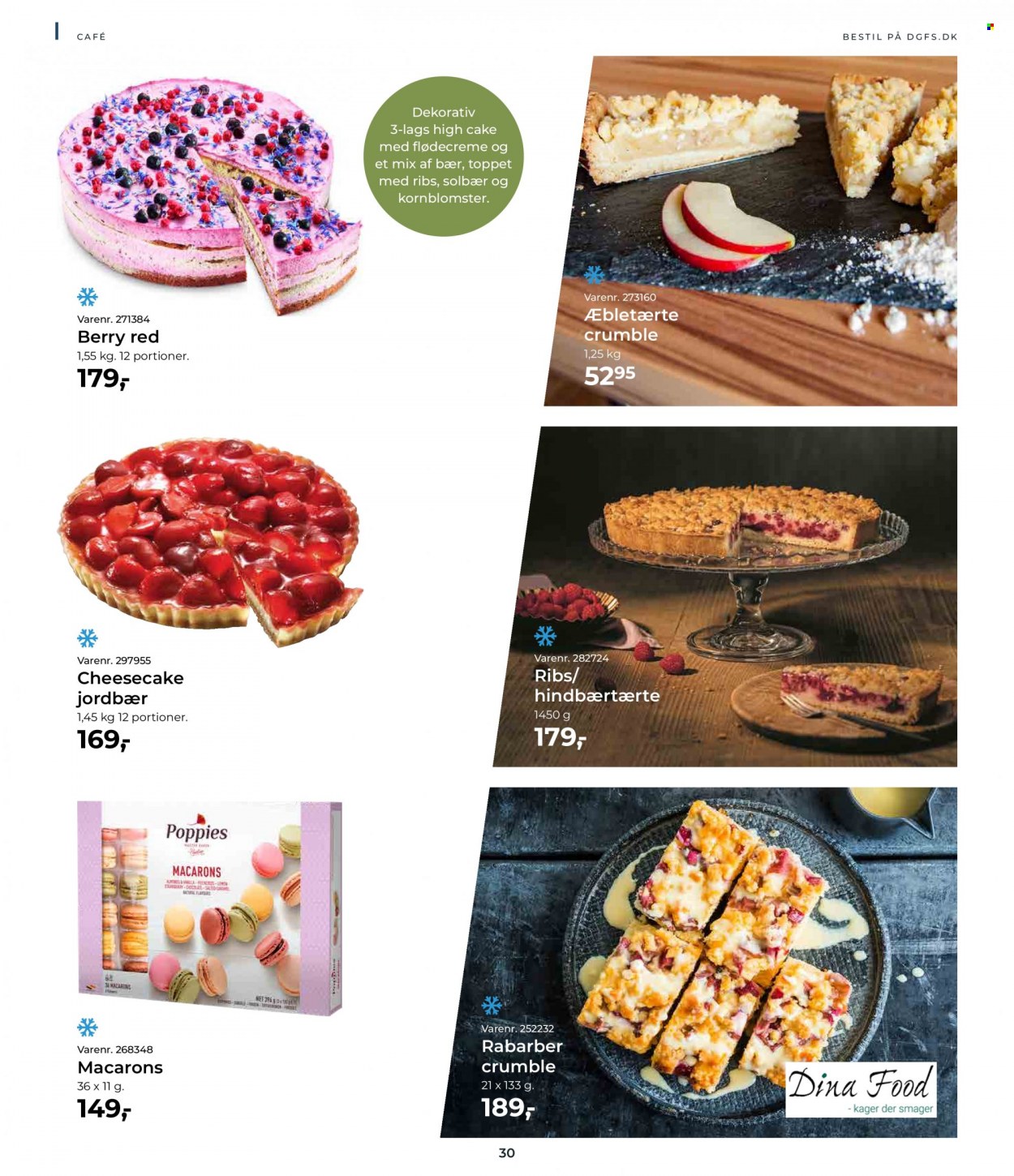 thumbnail - Dagrofa tilbud  - 1.7.2022 - 31.8.2022 - tilbudsprodukter - jordbær, solbær, rabarber, ribs, æbletærte, cheesecake, macarons. Side 30.