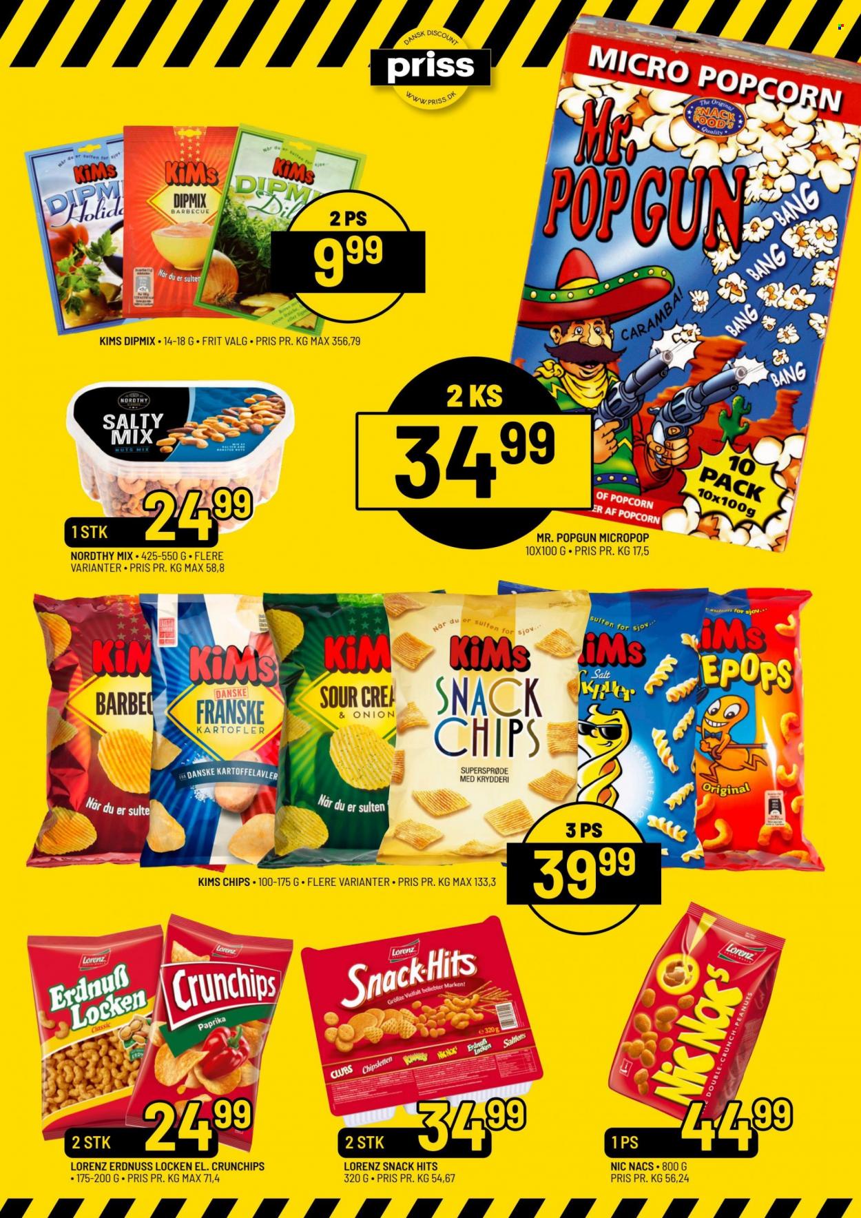 thumbnail - Priss tilbud  - 3.8.2022 - 30.8.2022 - tilbudsprodukter - Crème Fraîche, chips, popcorn, peanuts. Side 7.