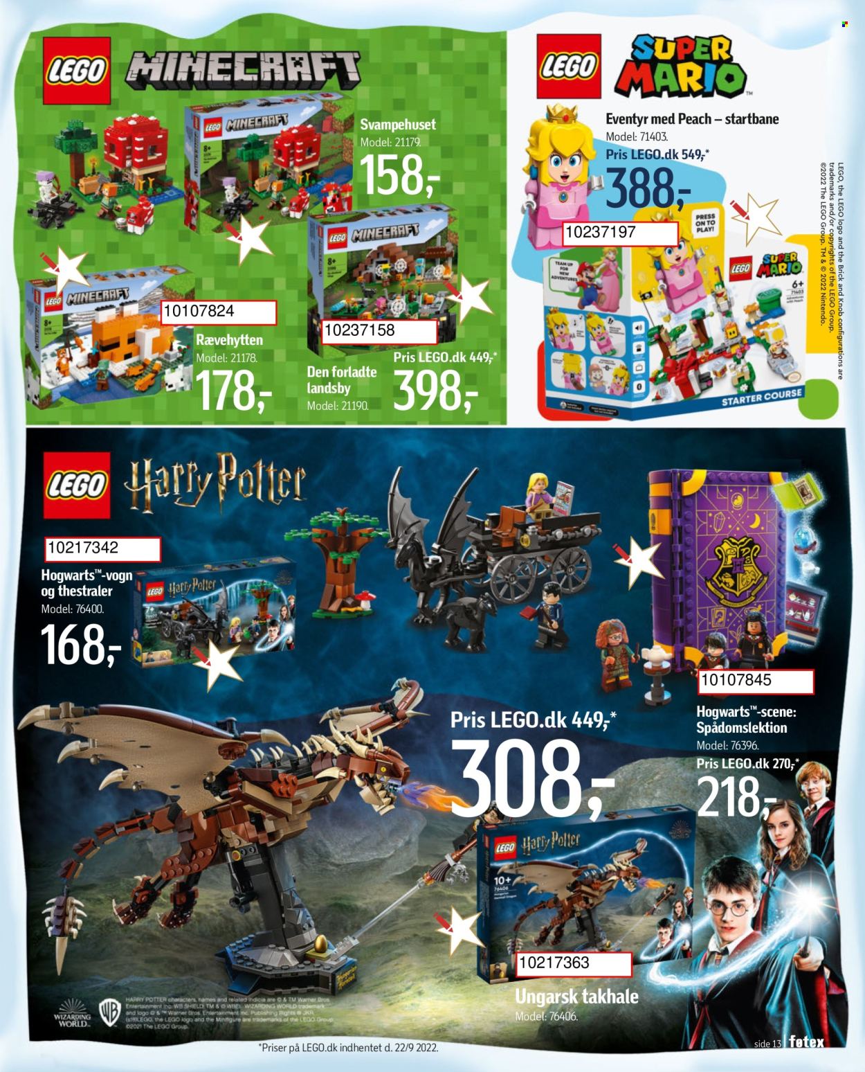 thumbnail - føtex tilbud  - 17.10.2022 - 31.12.2022 - tilbudsprodukter - Harry Potter, Nintendo, LEGO, Lego Harry Potter, Lego Minecraft. Side 13.