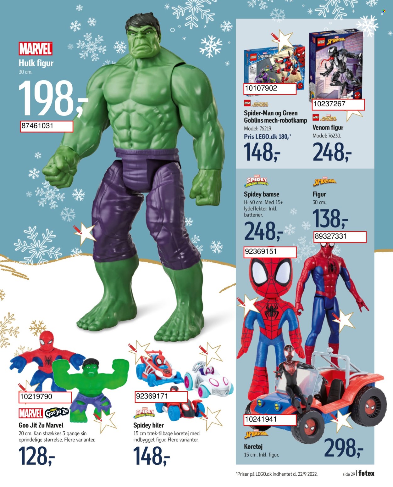 thumbnail - føtex tilbud  - 17.10.2022 - 31.12.2022 - tilbudsprodukter - Spiderman, Marvel, Bamse, LEGO. Side 29.