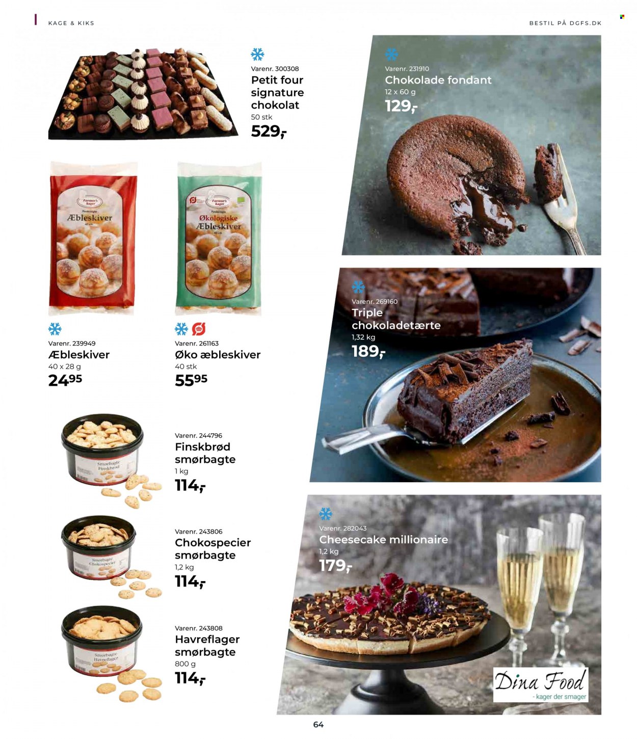 thumbnail - Dagrofa tilbud  - 1.11.2022 - 31.12.2022 - tilbudsprodukter - cheesecake, chokoladetærte, chokolade, kiks. Side 64.
