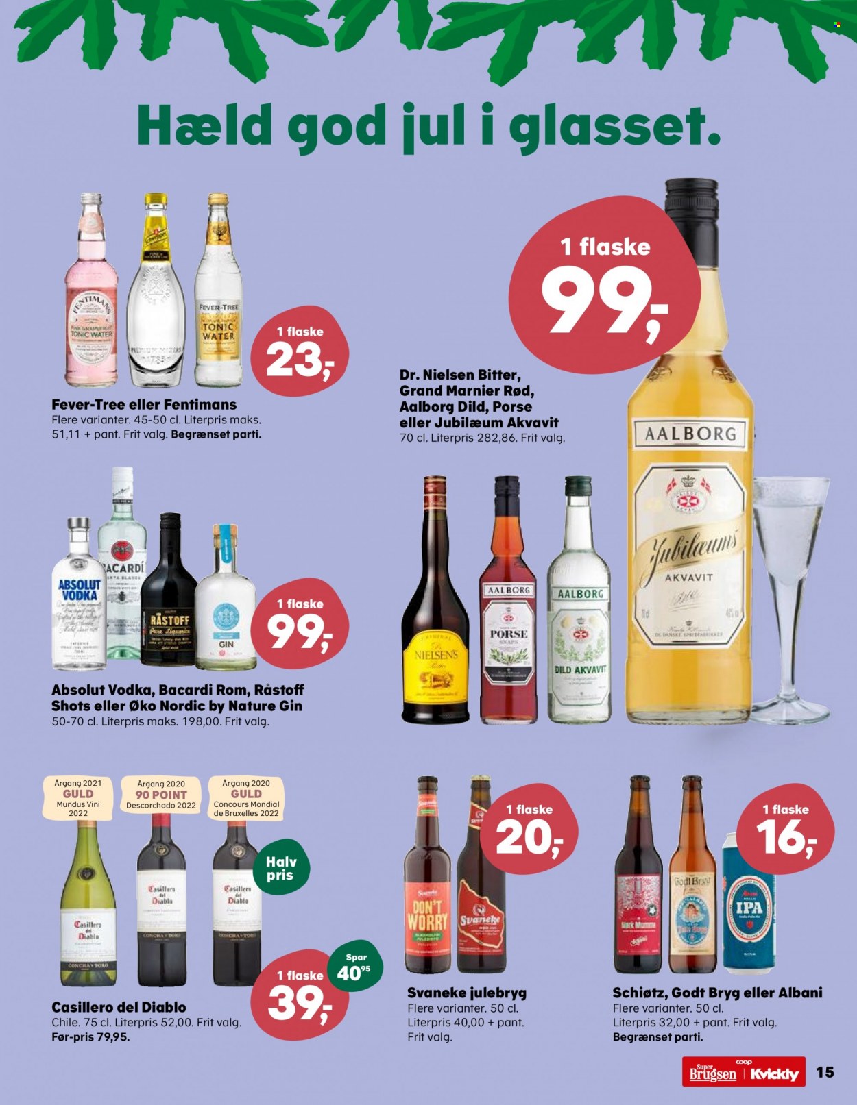 thumbnail - SuperBrugsen tilbud  - 25.11.2022 - 1.12.2022 - tilbudsprodukter - øl, Godt Bryg, dild, Aalborg, Absolut, akvavit, Bacardi, gin, grand marnier, rom, vodka. Side 17.