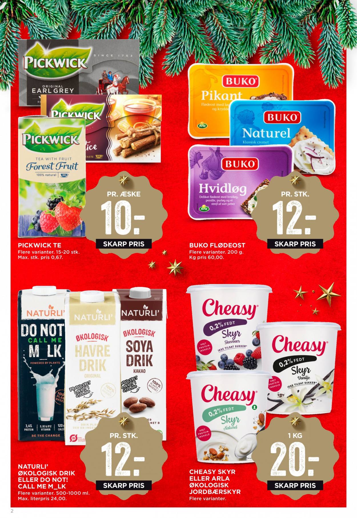 thumbnail - MENY tilbud  - 25.11.2022 - 1.12.2022 - tilbudsprodukter - Arla, flødeost, skyr, Naturli, plantedrik, Pickwick, B12. Side 2.