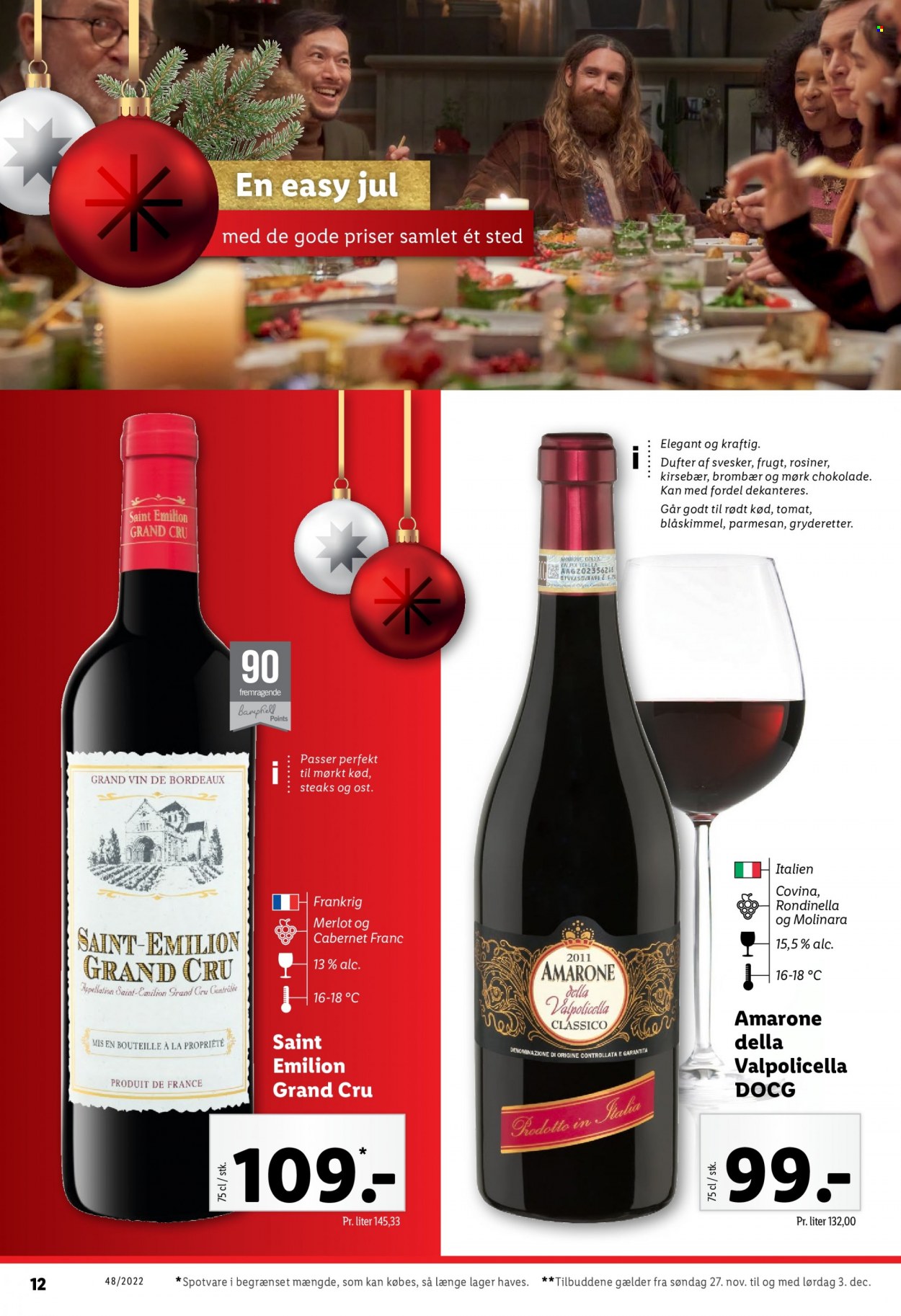thumbnail - Lidl tilbud  - 27.11.2022 - 3.12.2022 - tilbudsprodukter - kirsebær, tomat, parmesan, chokolade, rosiner, Merlot, Valpolicella, vin. Side 14.