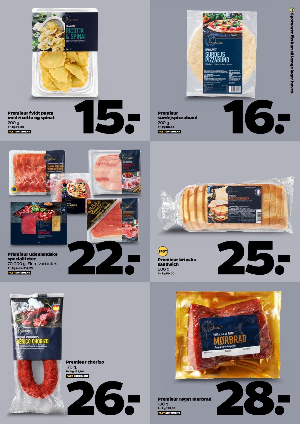 thumbnail - Netto tilbud  - 26.11.2022 - 2.12.2022 - tilbudsprodukter - spinat, carpaccio, mørbrad, oksemørbrad, oksekød, sandwich, chorizo, prosciutto, ricotta, pasta. Side 9.