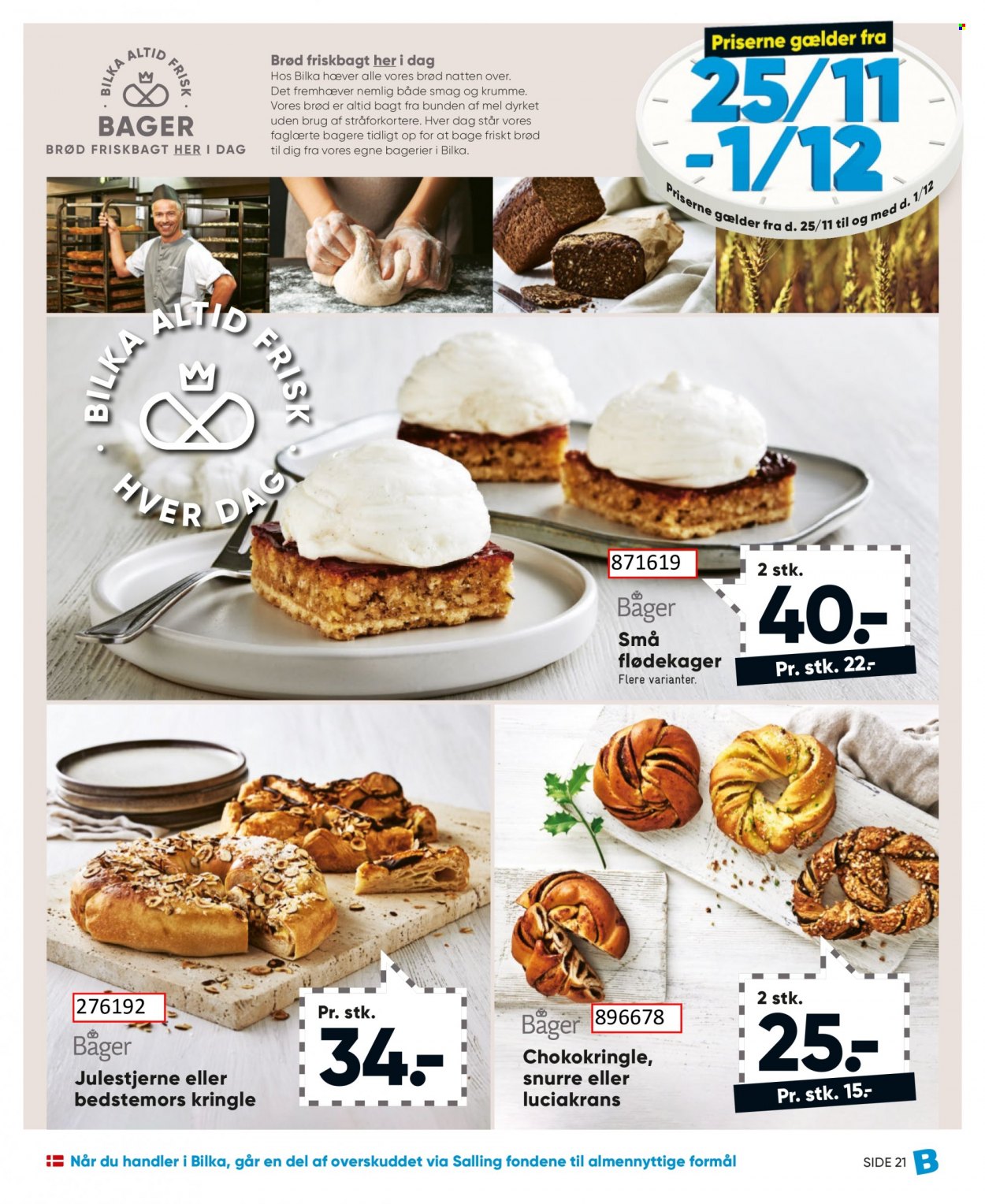 thumbnail - Bilka tilbud  - 25.11.2022 - 1.12.2022 - tilbudsprodukter - brød, flødekager, mel. Side 27.
