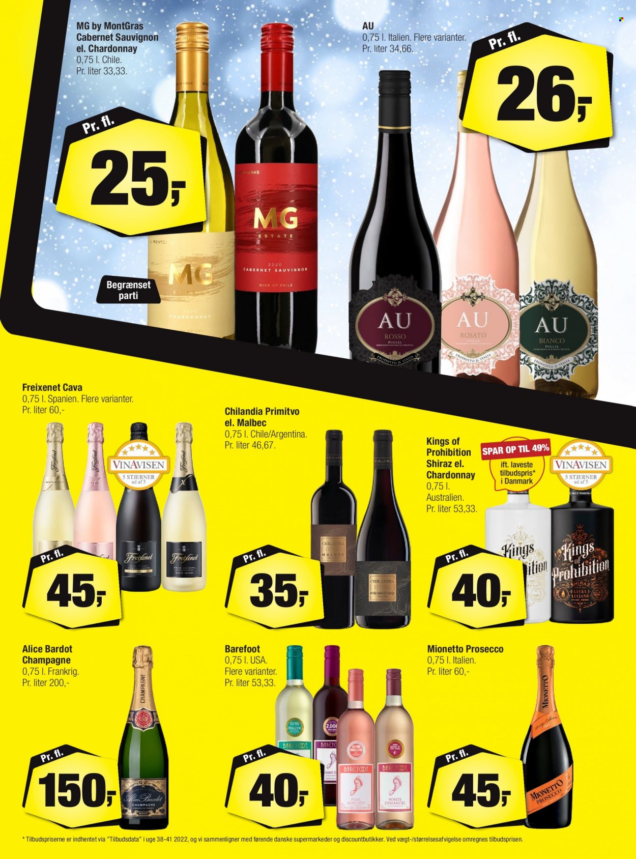 thumbnail - Calle tilbud  - 30.11.2022 - 13.12.2022 - tilbudsprodukter - Cabernet Sauvignon, champagne, Chardonnay, prosecco, vin, Shiraz. Side 9.