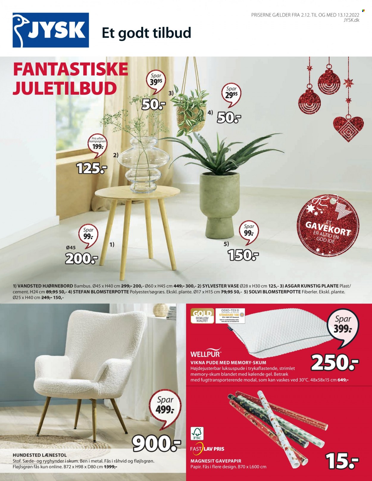 thumbnail - JYSK tilbud  - 2.12.2022 - 13.12.2022 - tilbudsprodukter - pude, lænestol, vase, blomsterpotte. Side 1.