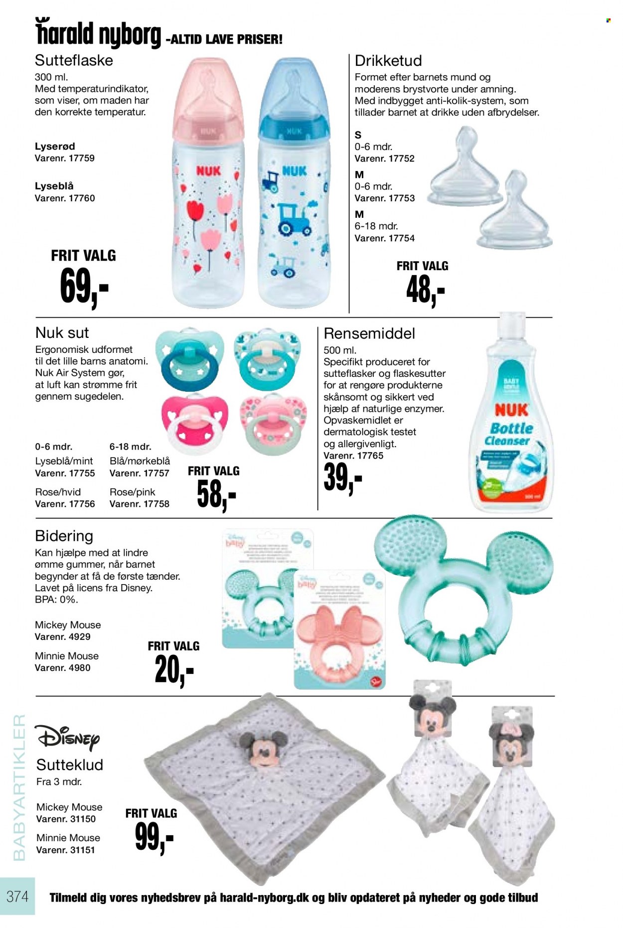 thumbnail - Harald Nyborg tilbud  - tilbudsprodukter - Mickey Mouse, Minnie Mouse, Disney, Nuk. Side 374.