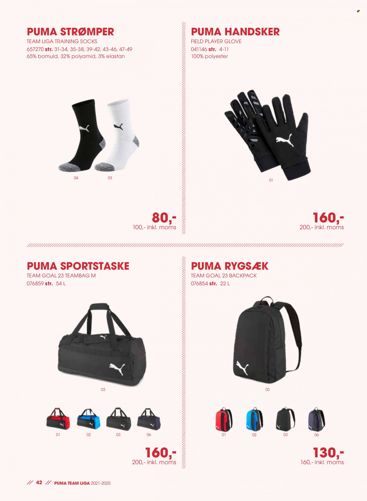 thumbnail - Sportigan tilbud  - tilbudsprodukter - Puma, strømper, handske, rygsæk. Side 42.