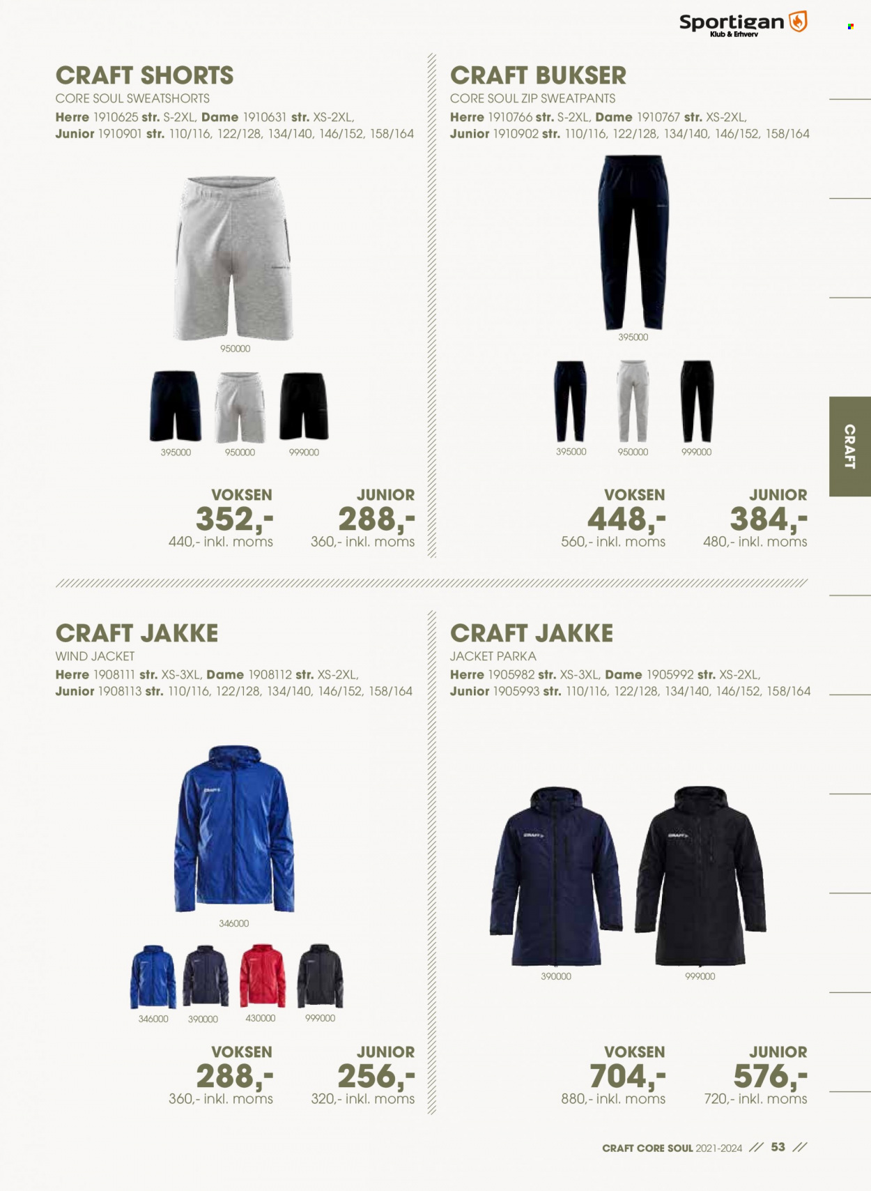 thumbnail - Sportigan tilbud  - tilbudsprodukter - Craft, jakke, parka, bukser, shorts. Side 53.