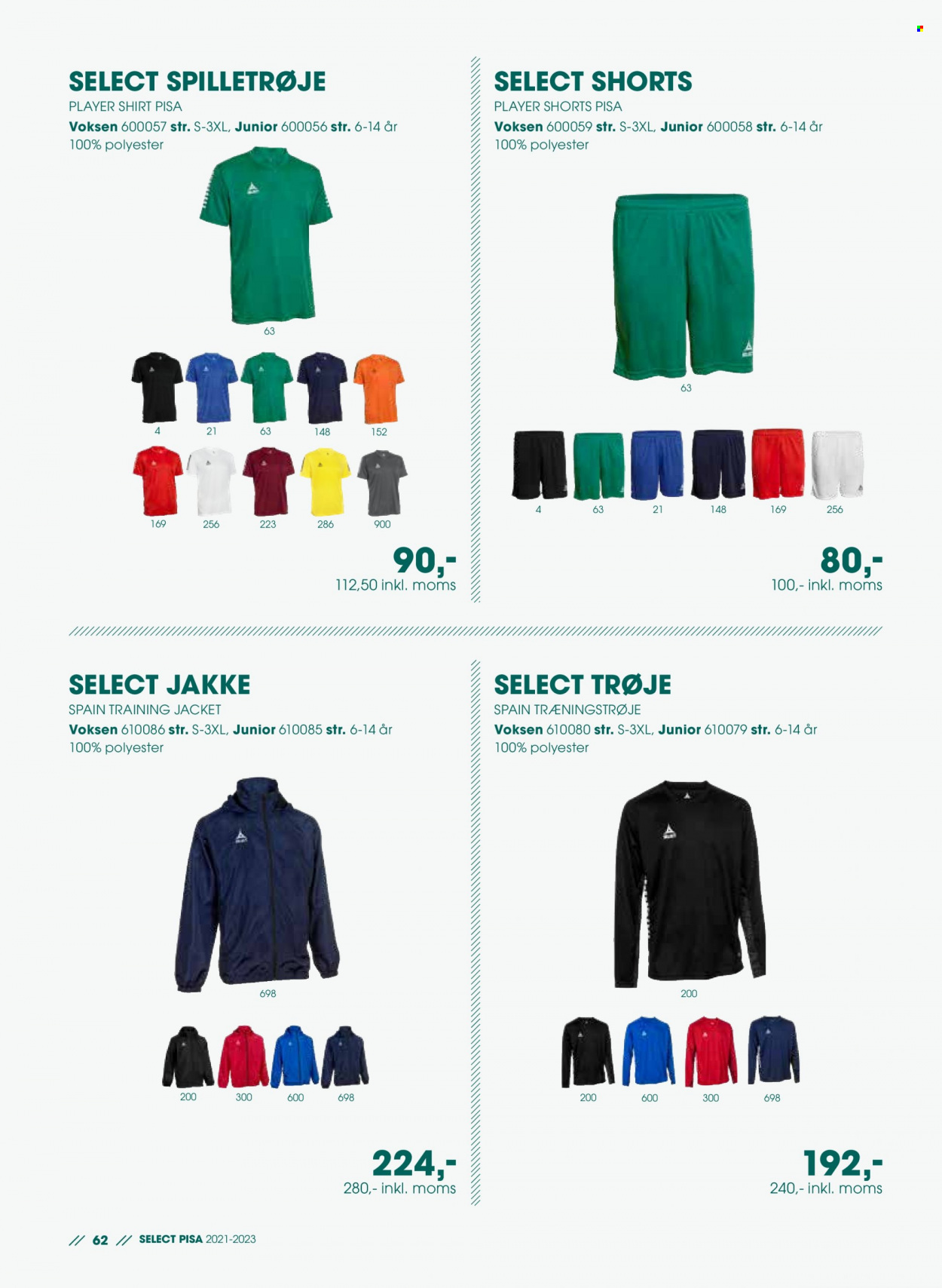 thumbnail - Sportigan tilbud  - tilbudsprodukter - jakke, shorts, trøje, Select. Side 62.