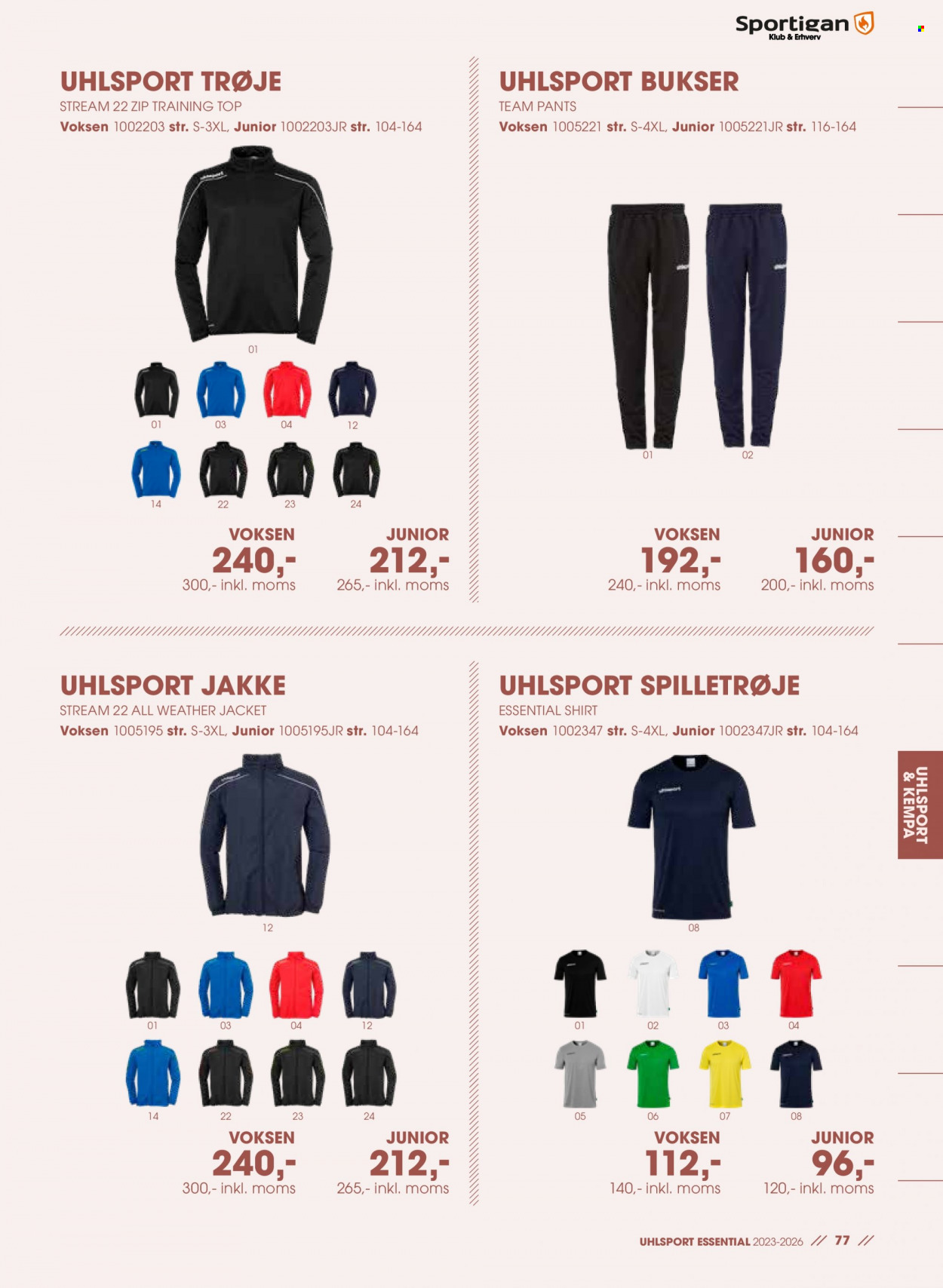 thumbnail - Sportigan tilbud  - tilbudsprodukter - jakke, bukser, Uhlsport, trøje. Side 77.