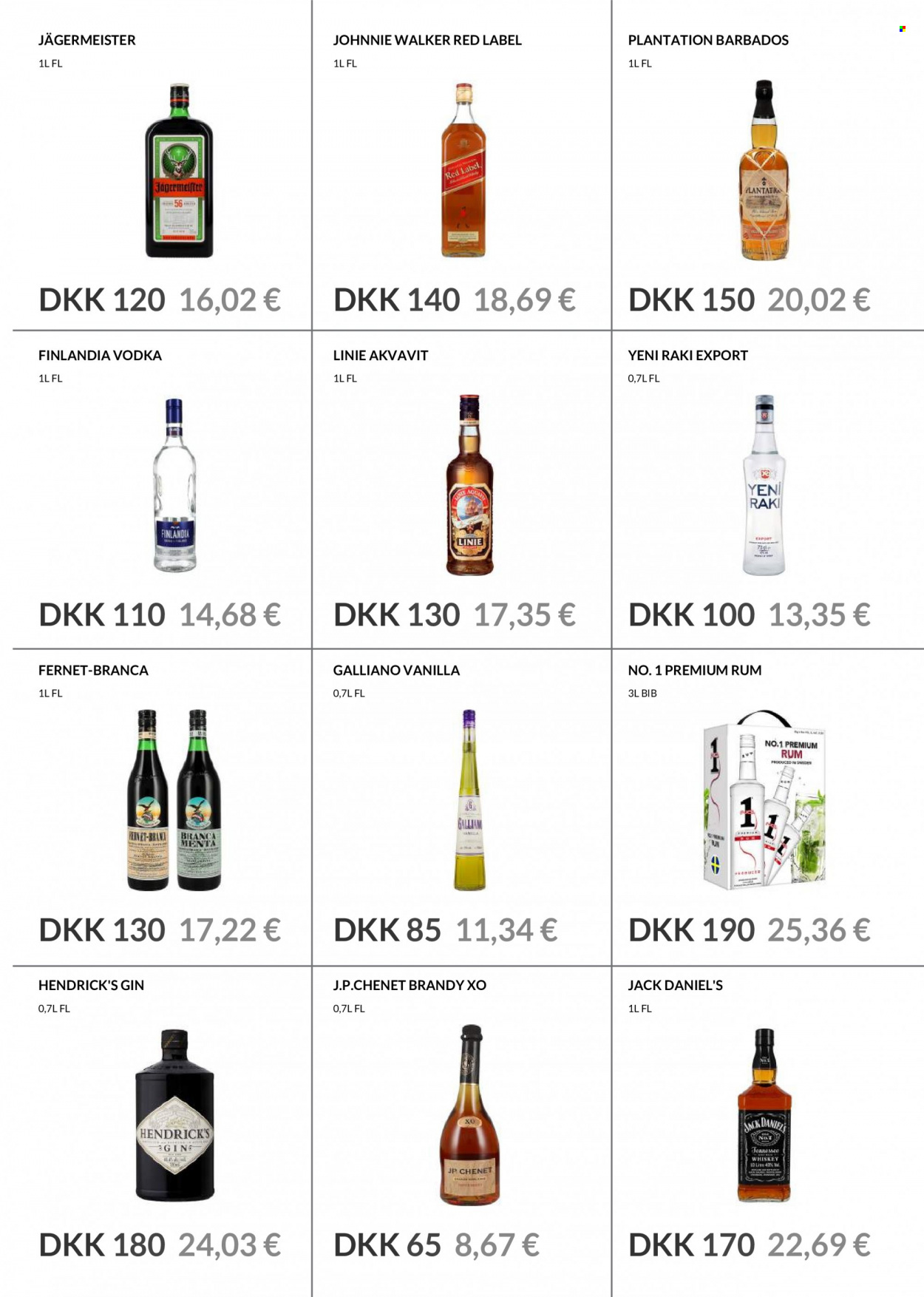 thumbnail - Nielsen Discount tilbud  - 19.1.2023 - 22.2.2023 - tilbudsprodukter - akvavit, brandy, Fernet, gin, Jack Daniel's, Jägermeister, Johnnie Walker, vodka, whisky. Side 13.