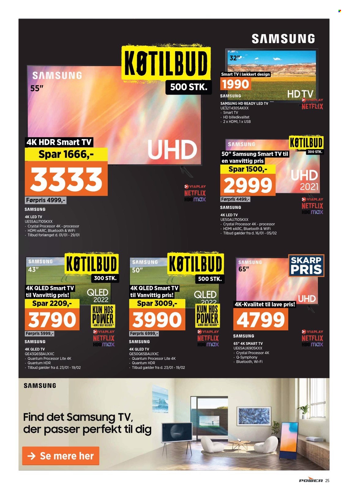 thumbnail - Power tilbud  - 23.1.2023 - 29.1.2023 - tilbudsprodukter - LED TV, QLED TV, Samsung, Smart TV. Side 25.
