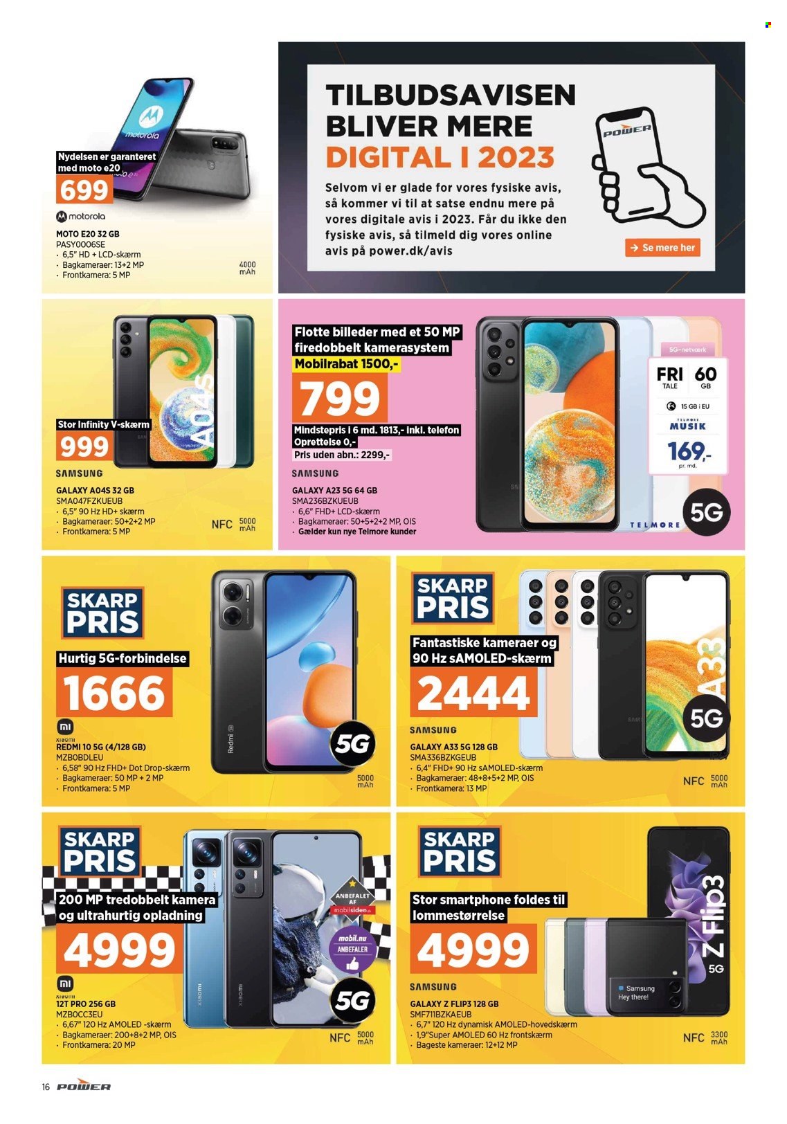 thumbnail - Power tilbud  - 30.1.2023 - 5.2.2023 - tilbudsprodukter - Samsung, Xiaomi, Motorola, Samsung Galaxy, telefon. Side 16.