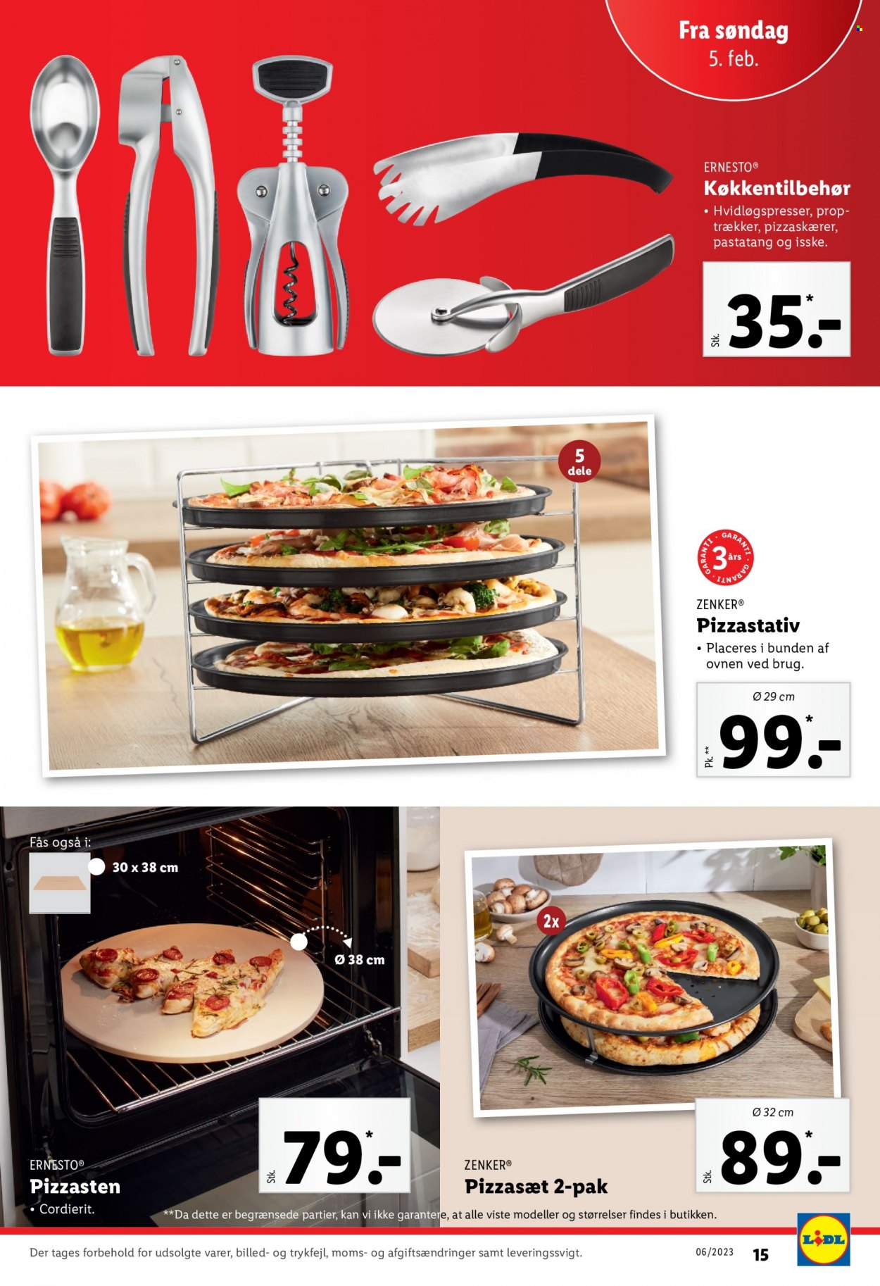 thumbnail - Lidl tilbud  - 5.2.2023 - 11.2.2023 - tilbudsprodukter - køkkentilbehør, pizzasten. Side 15.