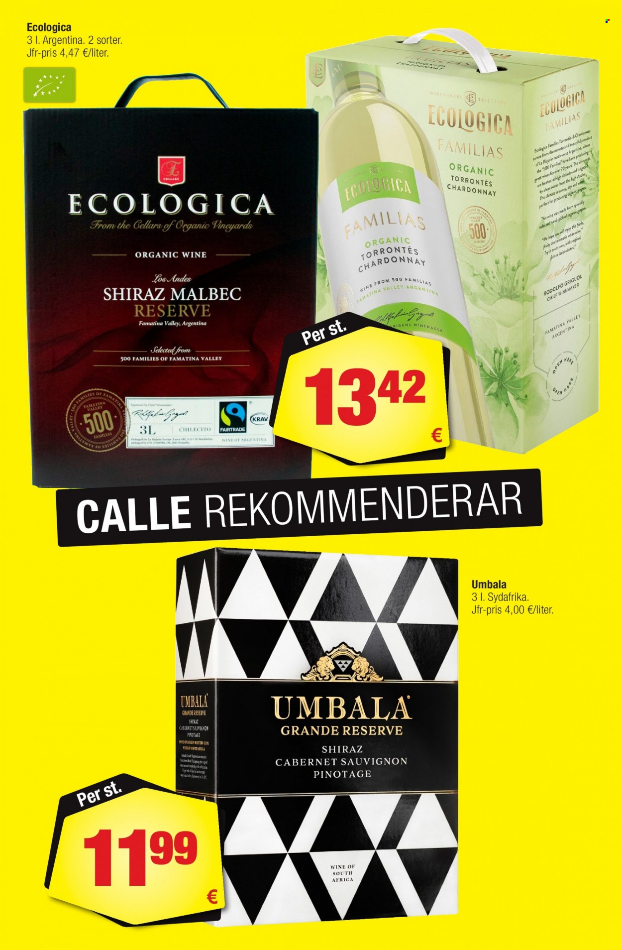 thumbnail - Calle tilbud  - 22.2.2023 - 28.3.2023 - tilbudsprodukter - Cabernet Sauvignon, Chardonnay, Rioja, Shiraz, vin. Side 15.