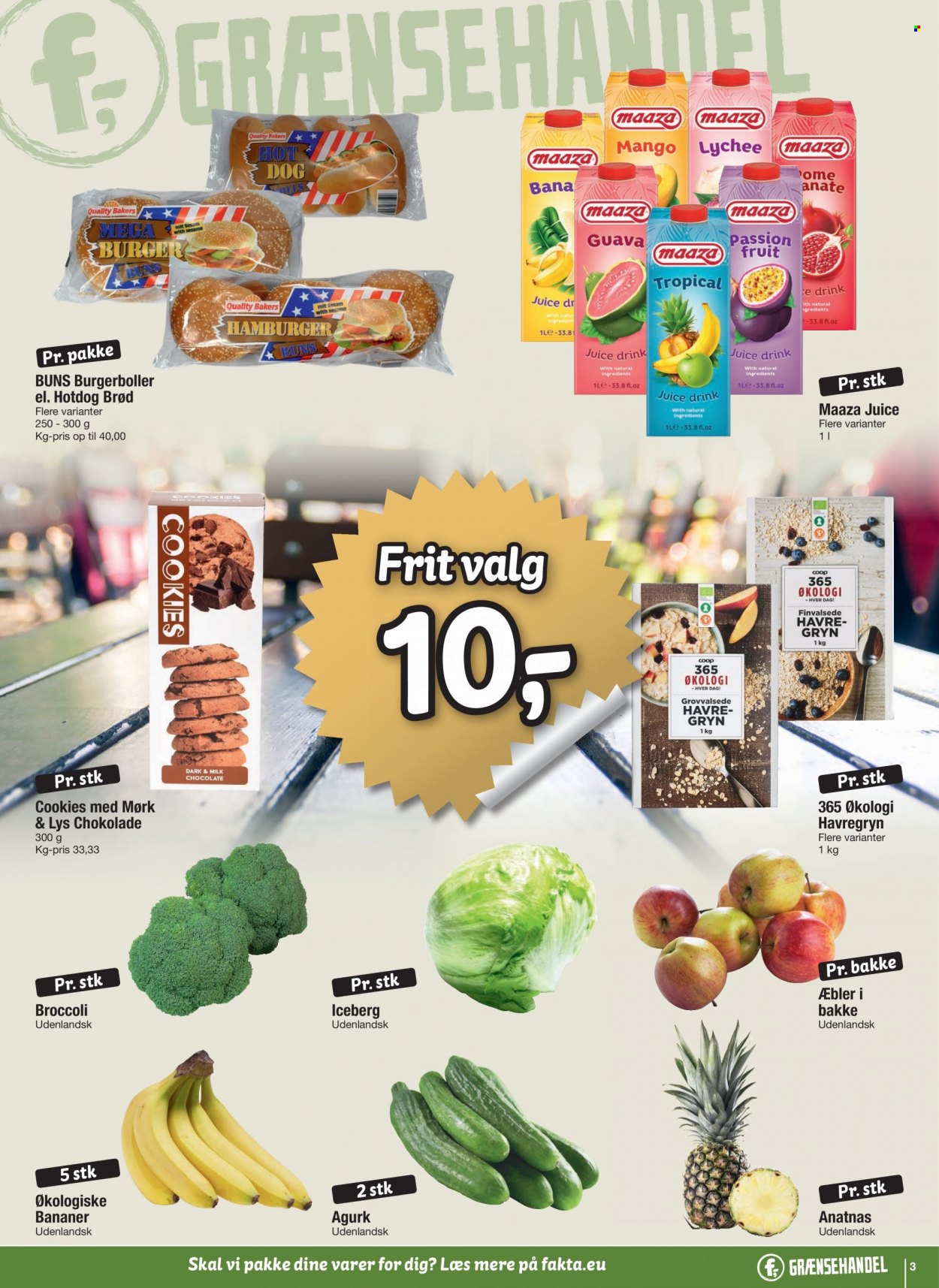 thumbnail - fakta Tyskland tilbud  - 1.3.2023 - 28.3.2023 - tilbudsprodukter - æbler, banan, agurk, broccoli, iceberg, burgerboller, hotdog brød, brød, hot dog, cookies, chokolade, havregryn, saft. Side 4.