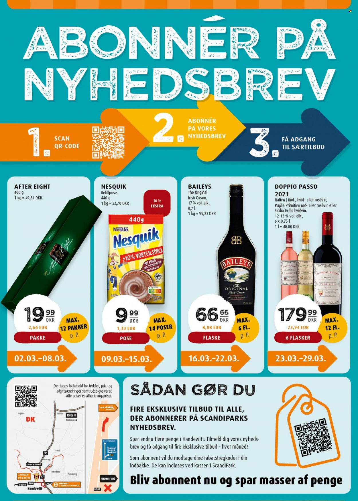 thumbnail - Scandinavian Park tilbud  - 2.3.2023 - 29.3.2023 - tilbudsprodukter - Nestlé, After Eight, Bailey's, hvidvin, vin. Side 36.