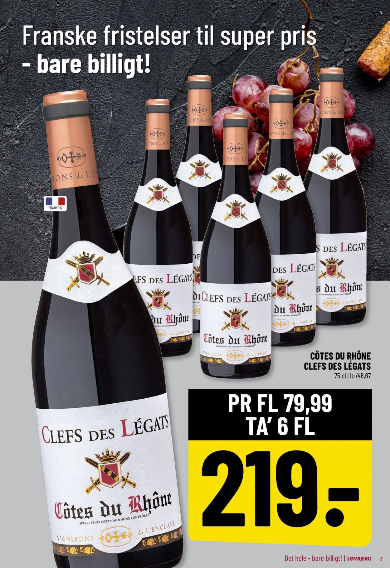 thumbnail - Løvbjerg tilbud  - 17.3.2023 - 16.4.2023 - tilbudsprodukter - Côtes du Rhône, vin. Side 3.
