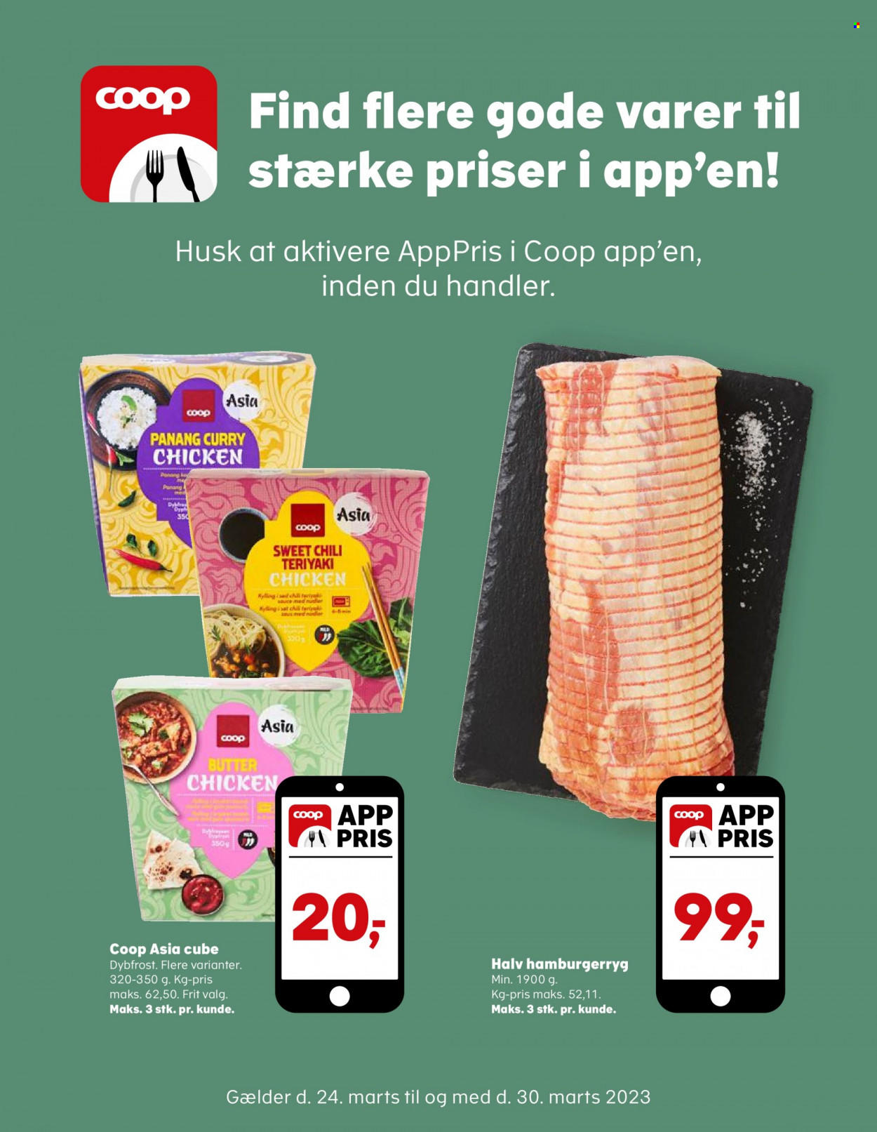 thumbnail - SuperBrugsen tilbud  - 24.3.2023 - 30.3.2023 - tilbudsprodukter - hamburgerryg, kylling, nudler, chili, sauce. Side 3.