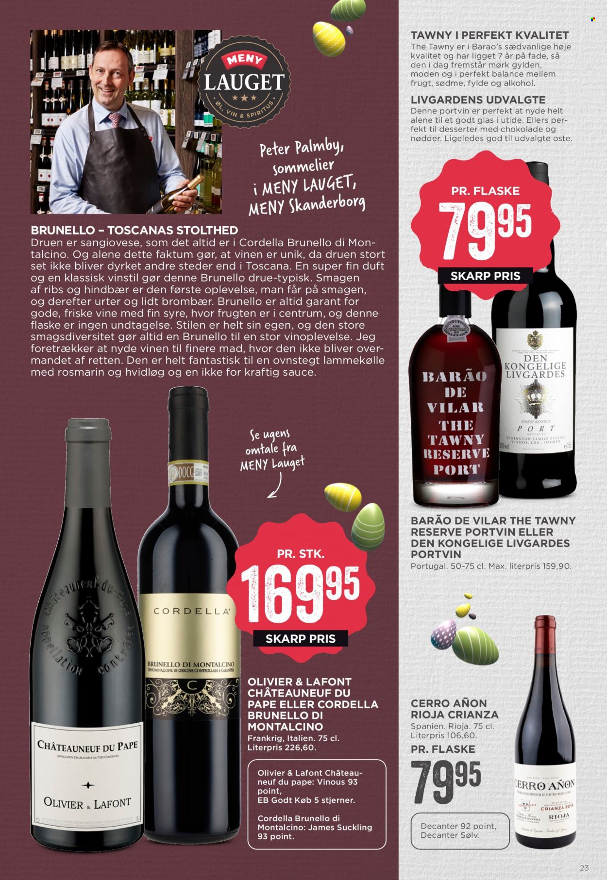 thumbnail - MENY tilbud  - 24.3.2023 - 30.3.2023 - tilbudsprodukter - lammekød, sauce, portvin, Rioja. Side 23.