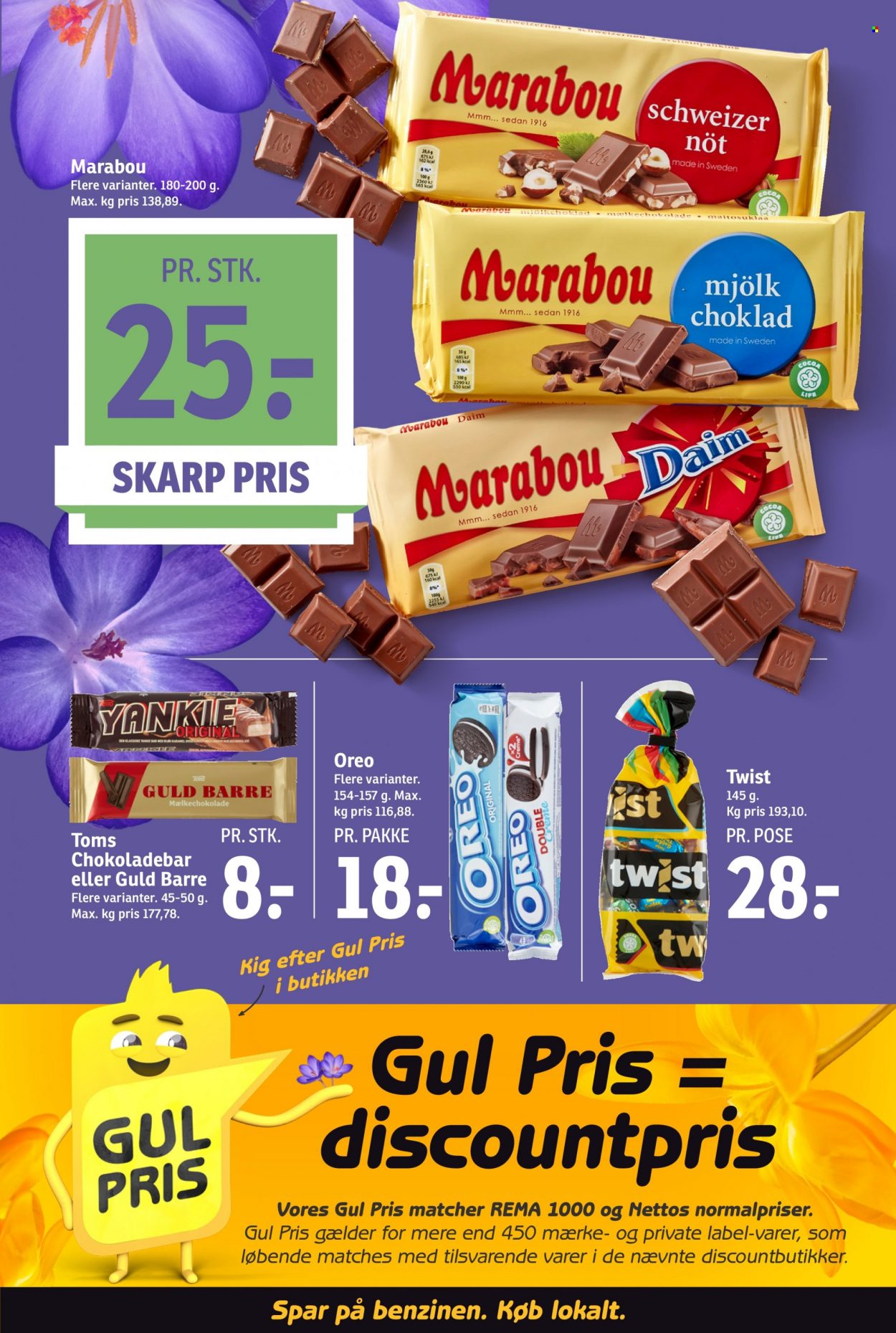 thumbnail - SPAR tilbud  - 25.3.2023 - 31.3.2023 - tilbudsprodukter - Daim, guldbarre, chokolade, Marabou, Oreo, Toms, chokoladebar, mælkechokolade, Twist. Side 27.