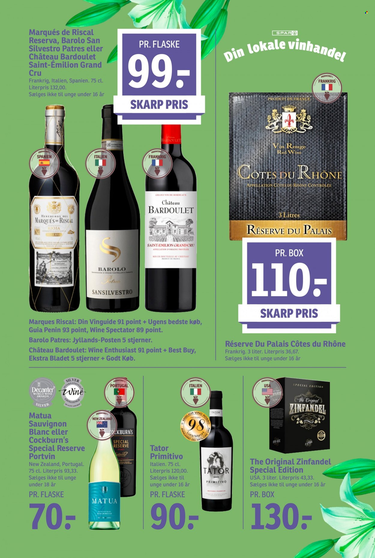 thumbnail - SPAR tilbud  - 25.3.2023 - 31.3.2023 - tilbudsprodukter - Côtes du Rhône, vin. Side 25.