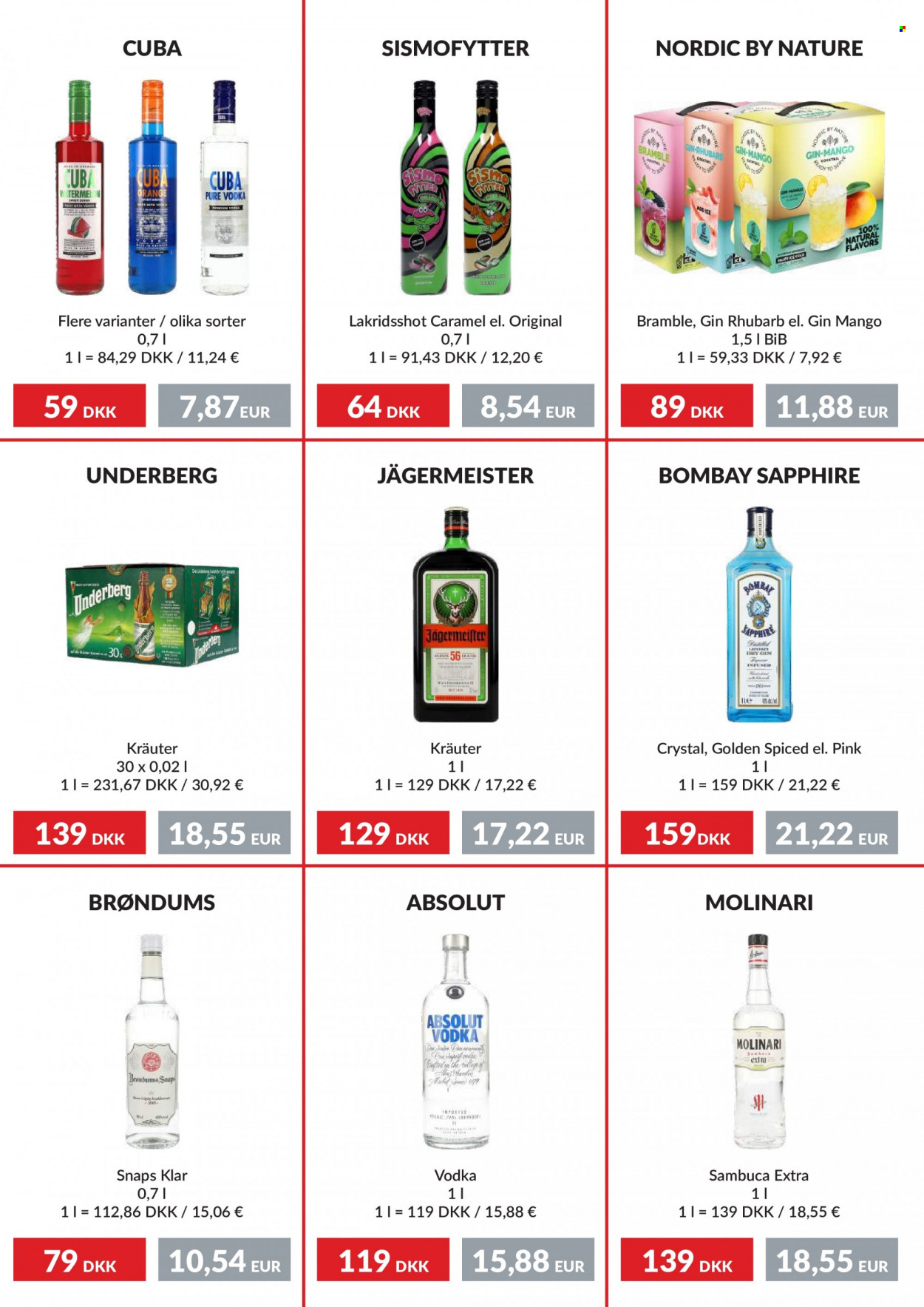 thumbnail - Nielsen Discount tilbud  - 27.4.2023 - 31.5.2023 - tilbudsprodukter - Absolut, gin, Jägermeister, snaps, vodka. Side 13.