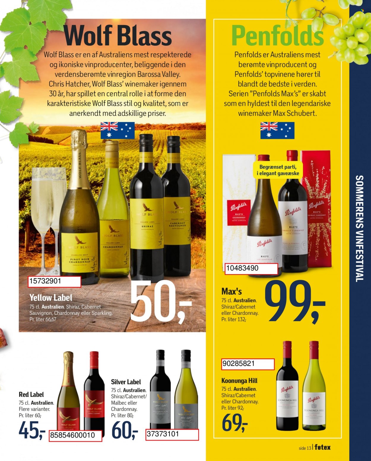 thumbnail - føtex tilbud  - 26.5.2023 - 8.6.2023 - tilbudsprodukter - Cabernet Sauvignon, Chardonnay, Shiraz, Wolf Blass, Chablis, vin. Side 63.