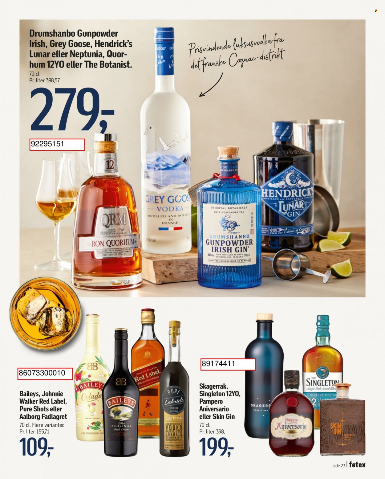thumbnail - føtex tilbud  - 26.5.2023 - 30.6.2023 - tilbudsprodukter - Aalborg, cognac, gin, Johnnie Walker, single malt, spiritus, vodka, whisky, Bailey's. Side 23.