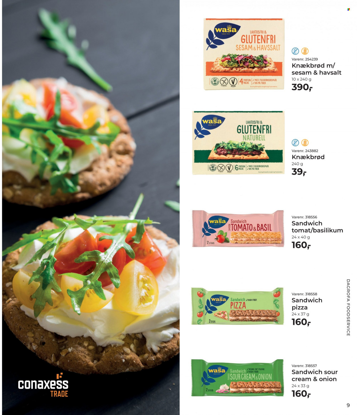 thumbnail - Dagrofa tilbud  - 1.6.2023 - 30.6.2023 - tilbudsprodukter - sandwich, knækbrød, Wasa, pizza, basilikum. Side 9.