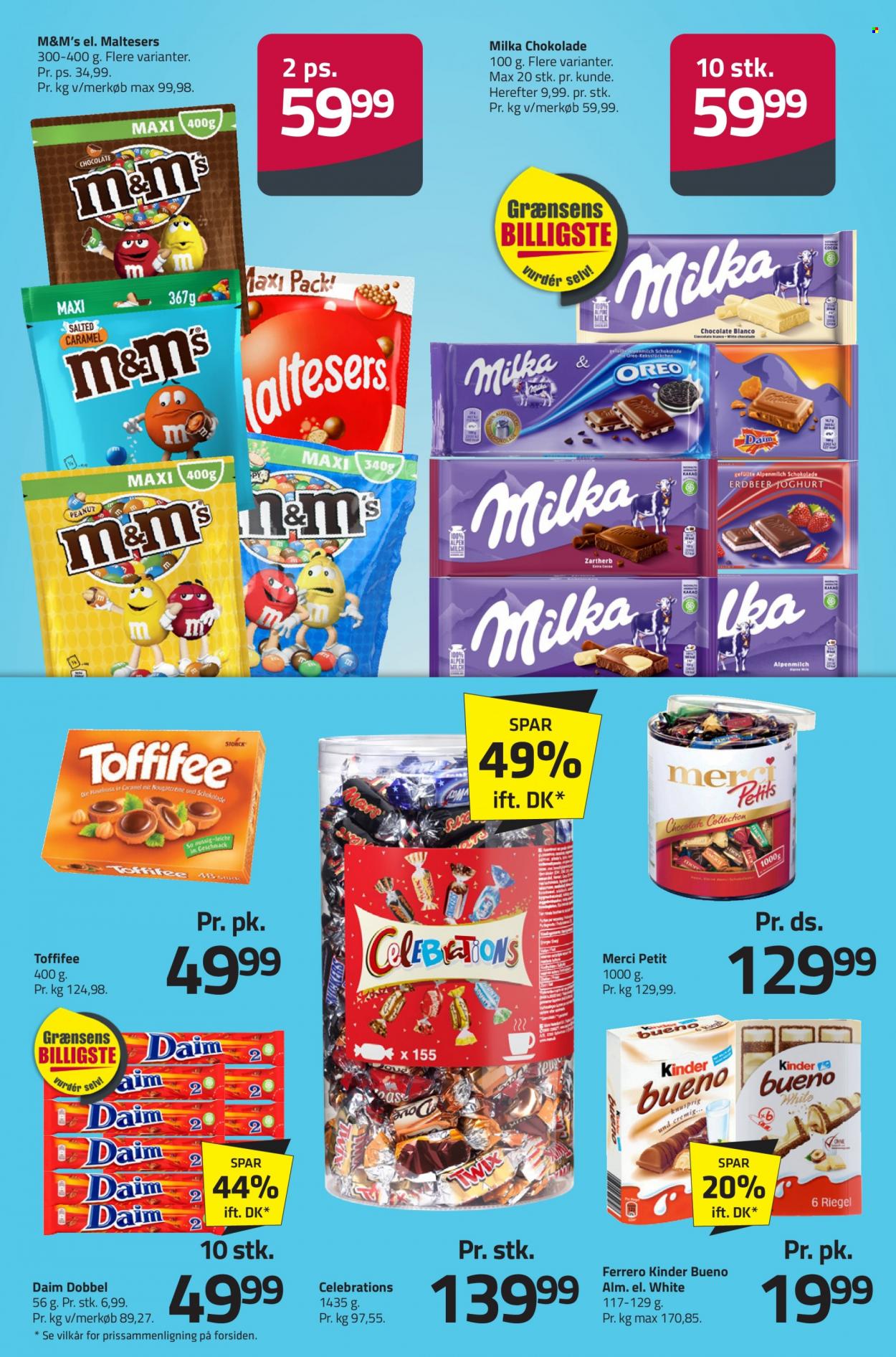 thumbnail - Fleggaard tilbud  - 7.6.2023 - 27.6.2023 - tilbudsprodukter - Milka, Daim, Ferrero Rocher, chokolade, M&M's, Oreo, Toffifee, Twix, Mars. Side 10.