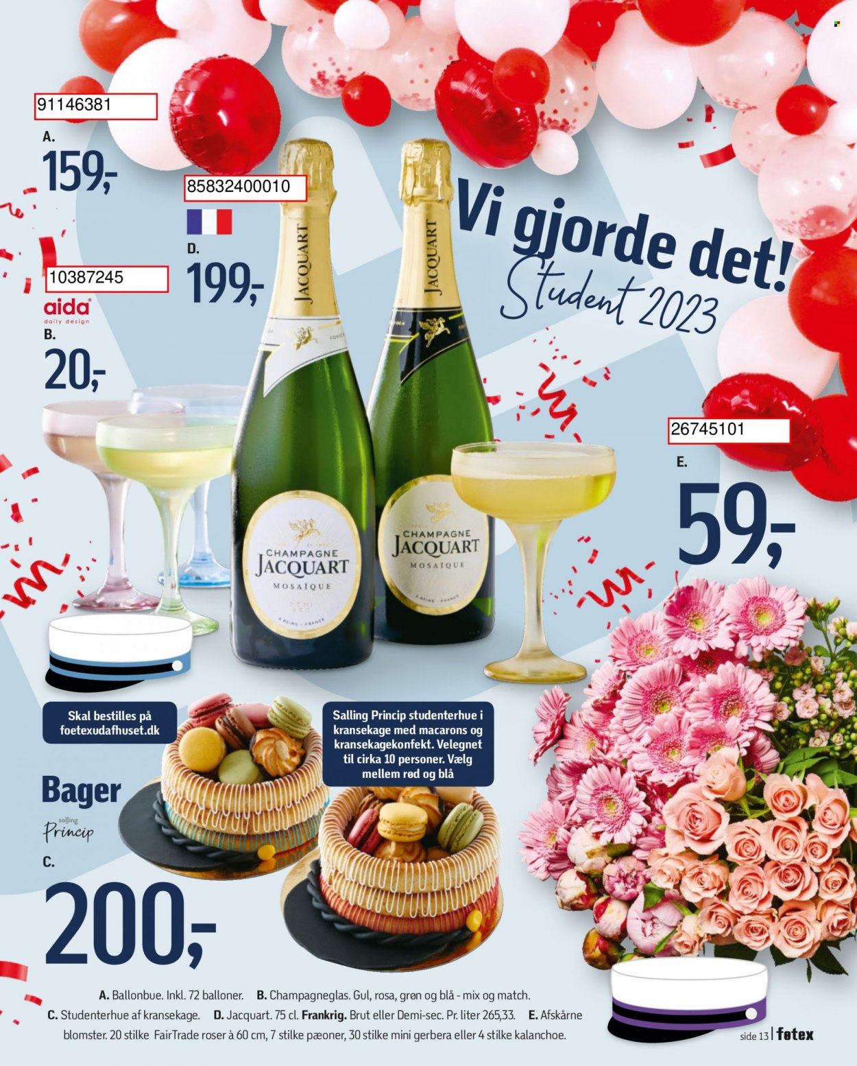 thumbnail - føtex tilbud  - 9.6.2023 - 22.6.2023 - tilbudsprodukter - macarons, champagne, vin, kalanchoë, roser, blomst. Side 15.