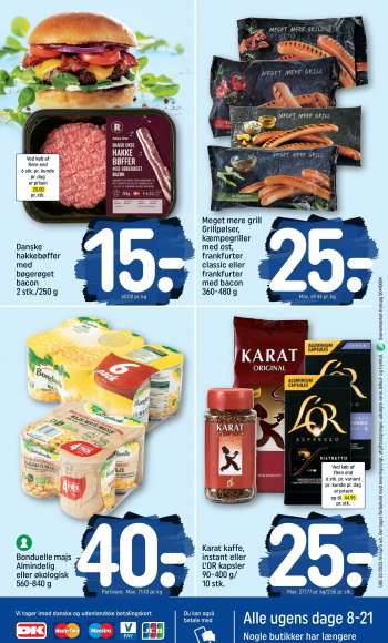 thumbnail - Danske hakkebøffer med bøgerøget bacon 2 stk./250 g Ved køb af flere end 6 stk. pr. kunde pr. dag er prisen 25.00 pr. stk. 60.00 pr. kg