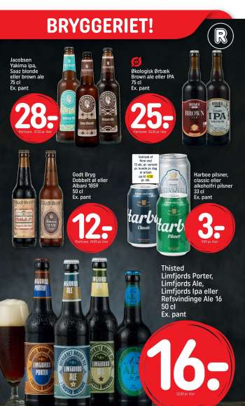 thumbnail - Harboe pilsner, classic eller alkoholfri pilsner 33 cl Ex. pant