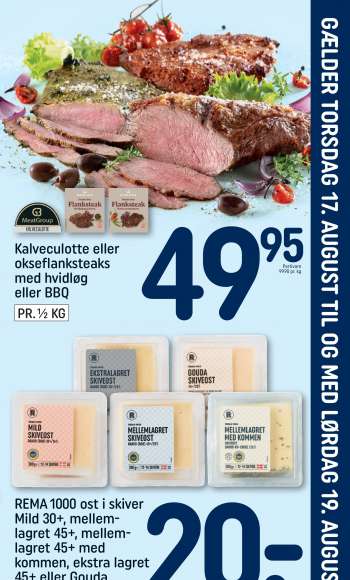 thumbnail - Kalveculotte eller okseflanksteaks med hvidløg eller BBQ PR. ½ KG 99.90 pr. kg